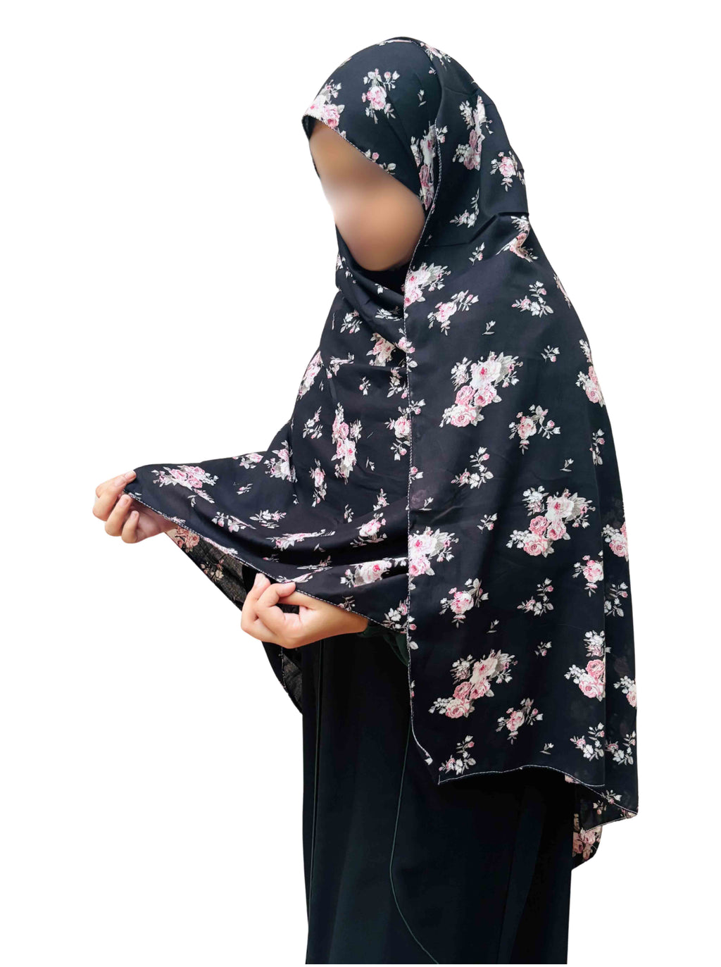 Black floral cotton  dupatta