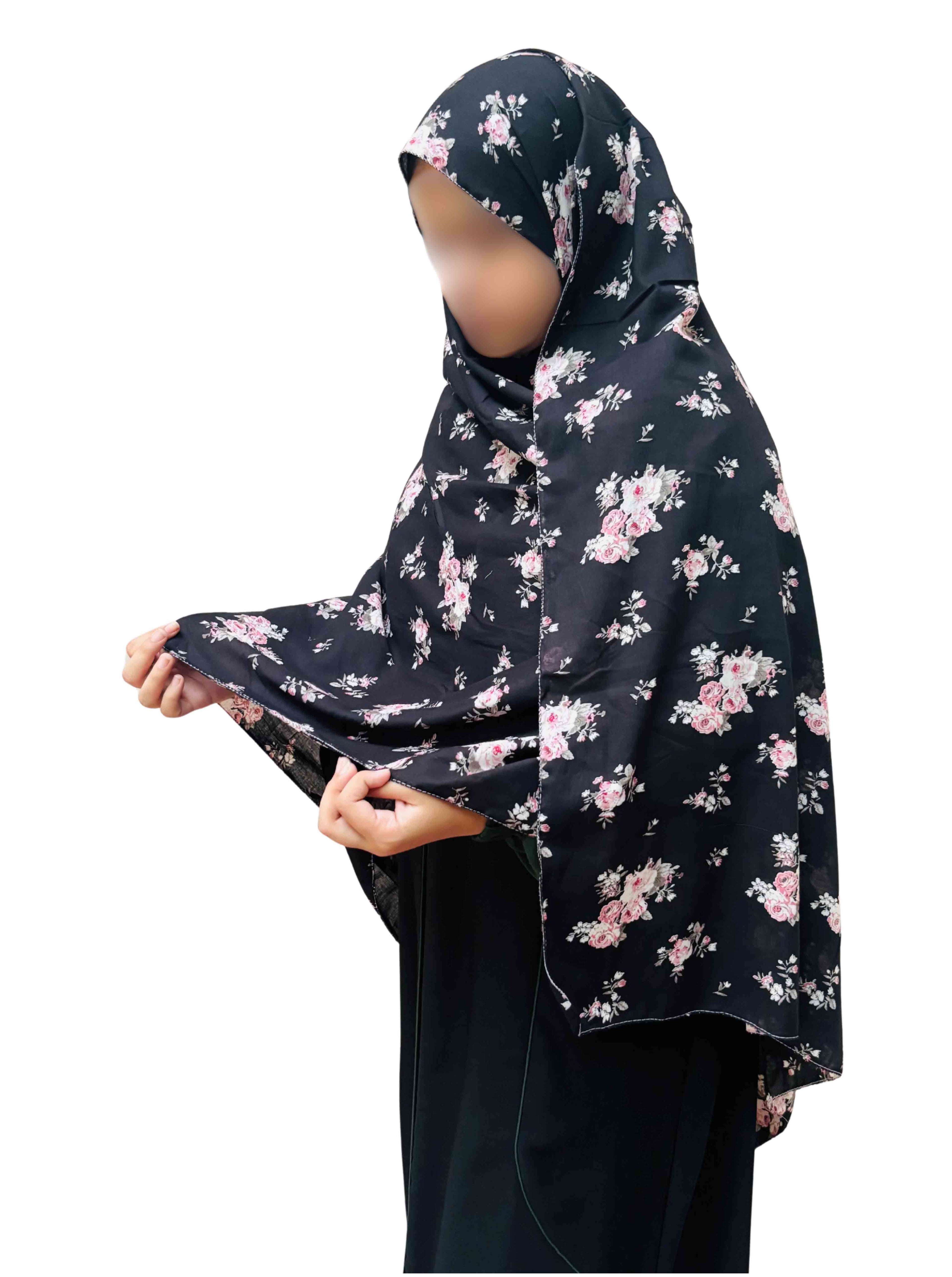 Black floral cotton  dupatta