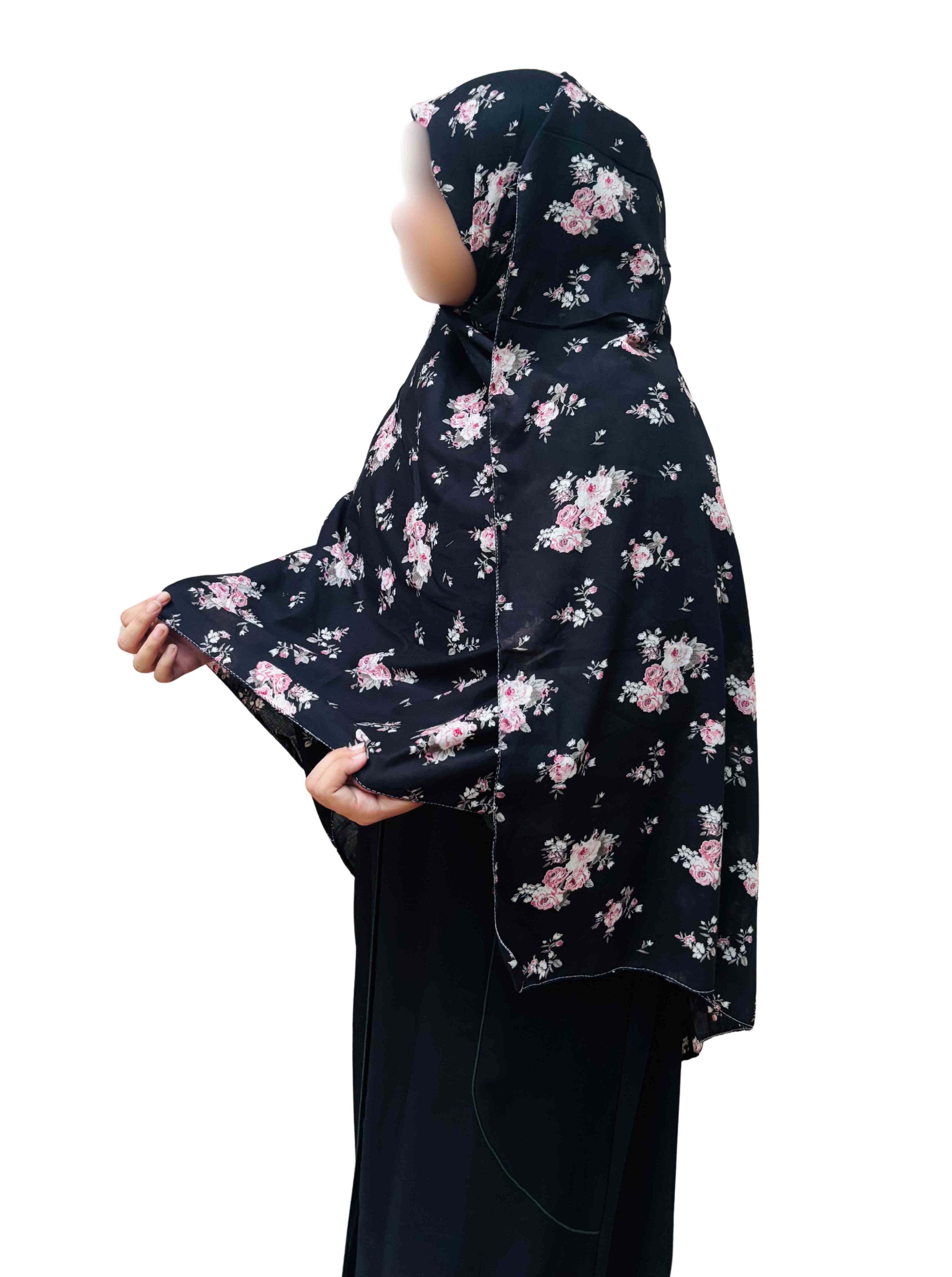Black floral cotton  dupatta