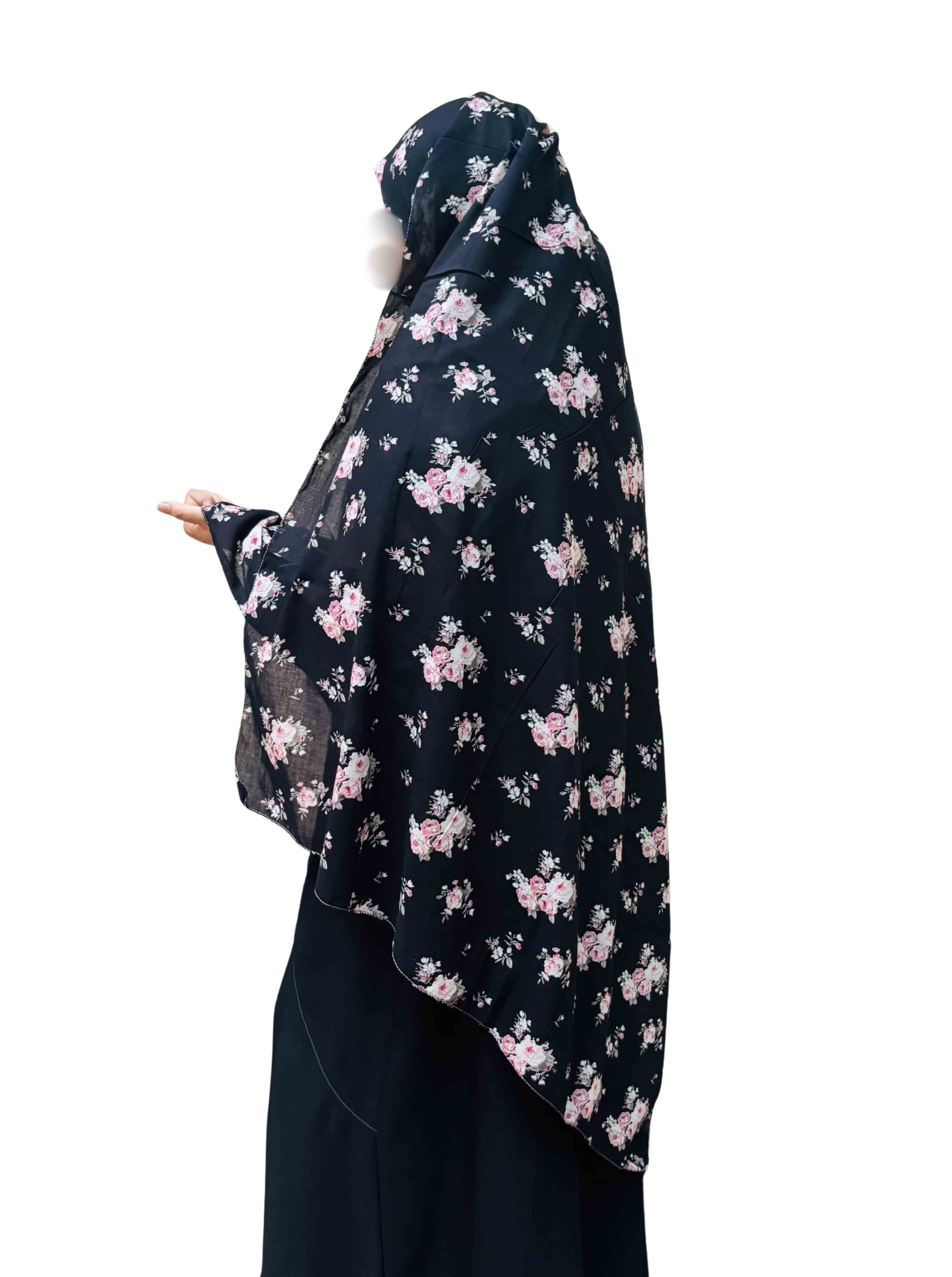 Black floral cotton  dupatta