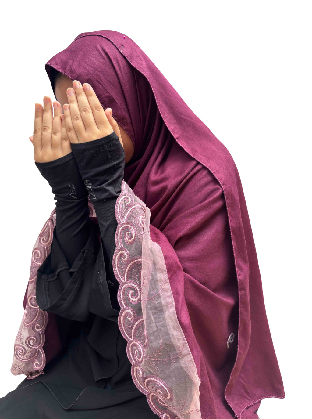 Hand work dupatta | spiral embroidery & lavender lace