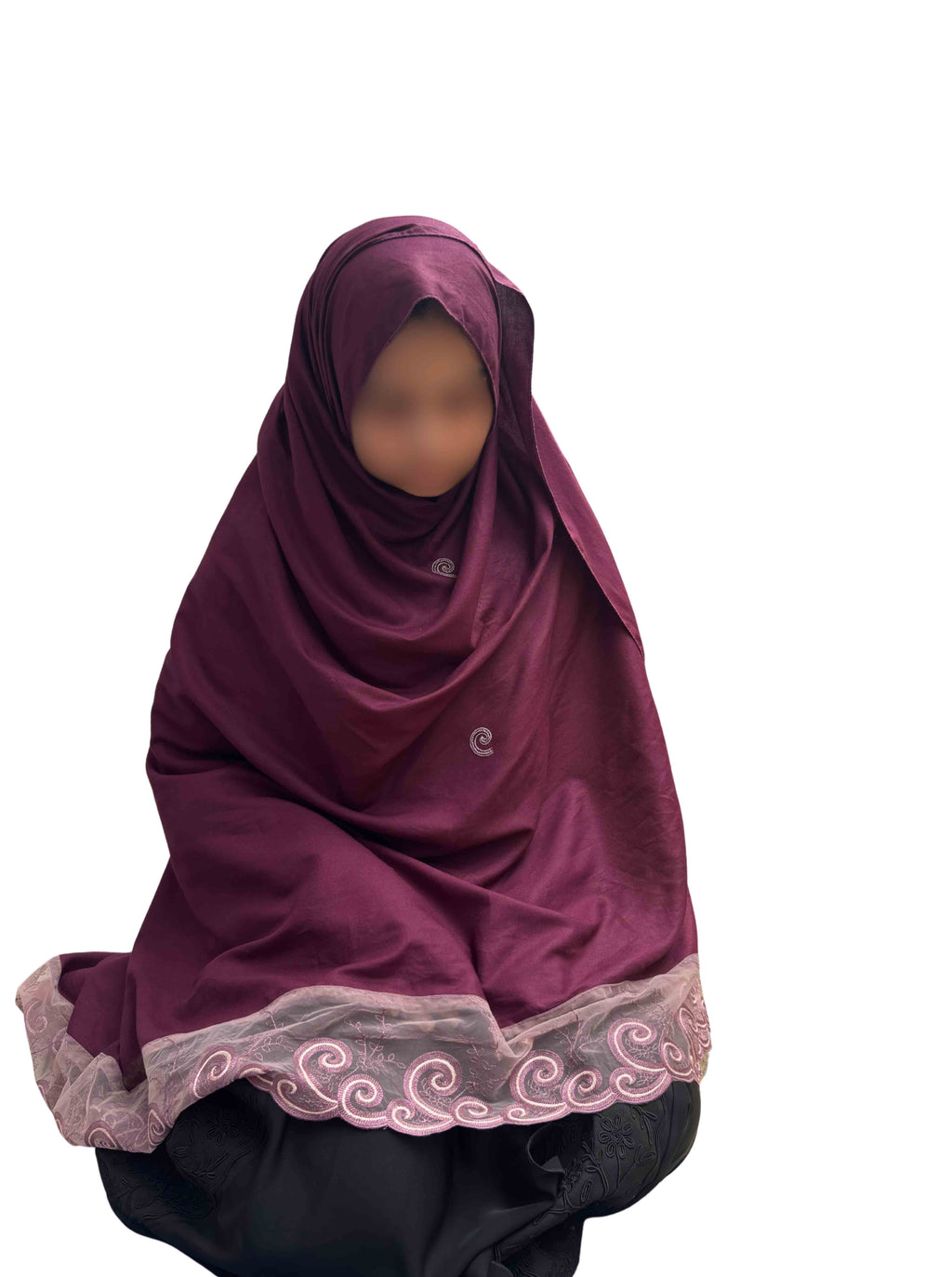 Hand work dupatta | spiral embroidery & lavender lace