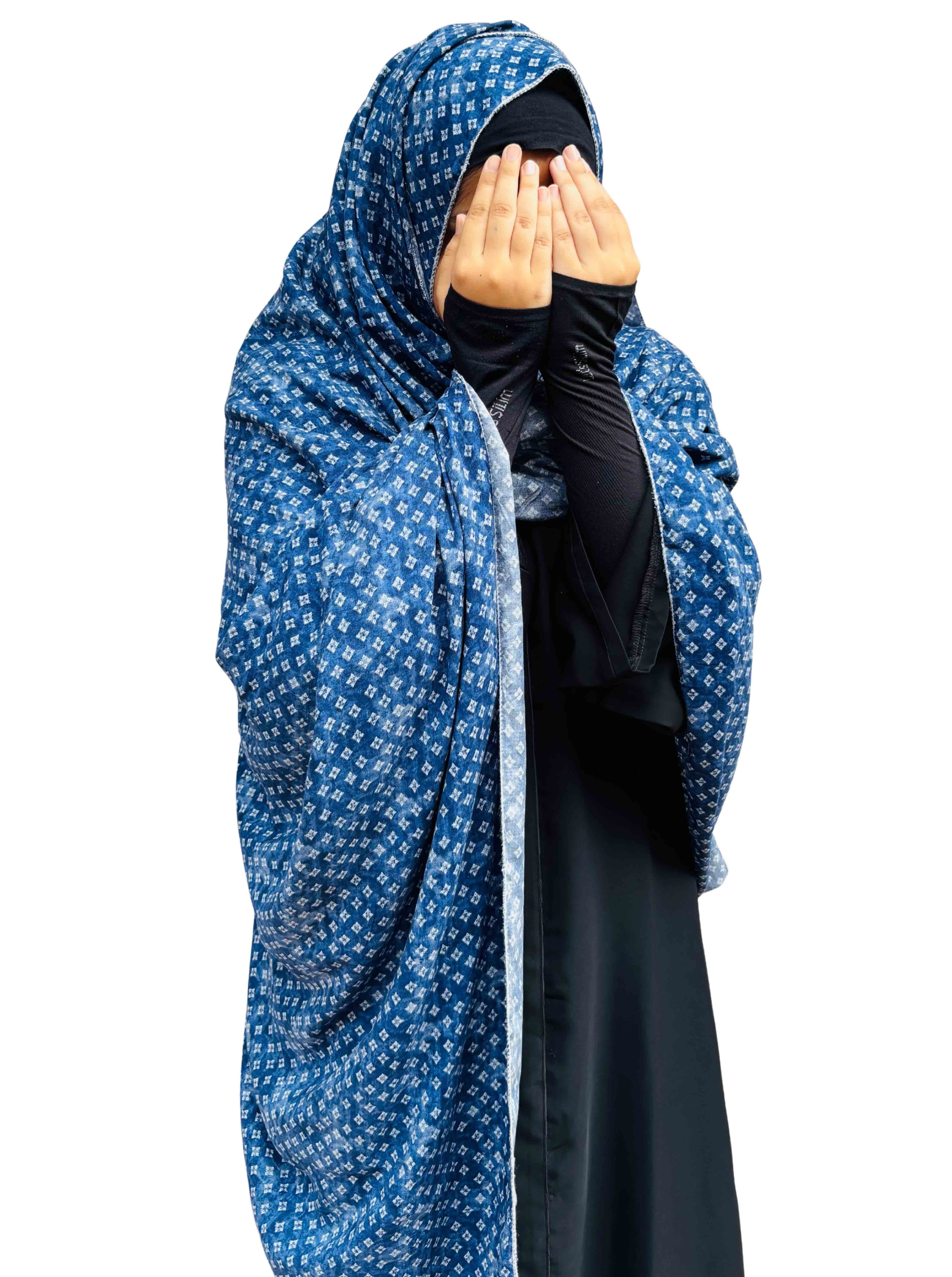 Simple Blue Printed Dupatta – Soft Rayon