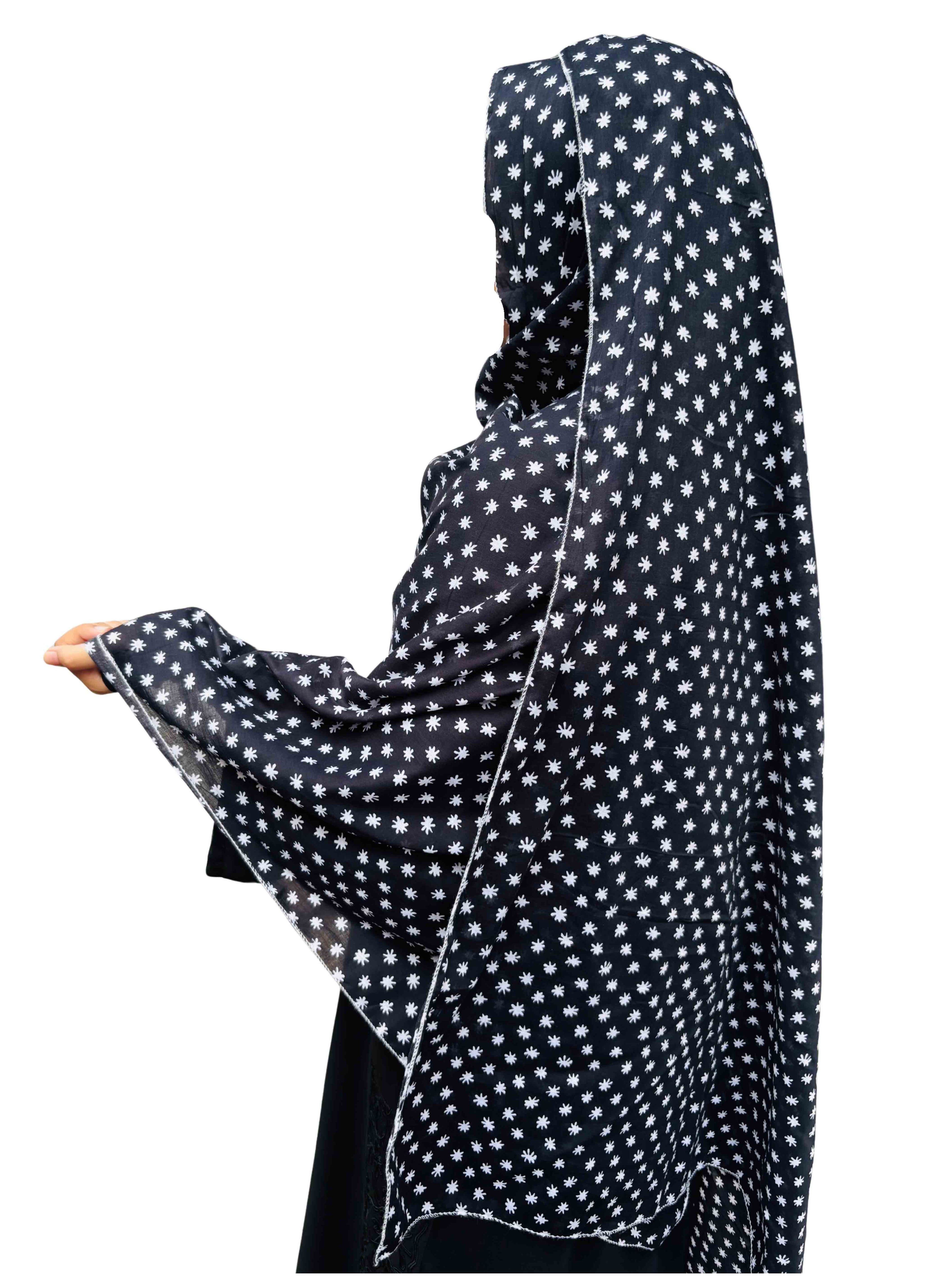 Black Printed Dupatta – Pure cotton