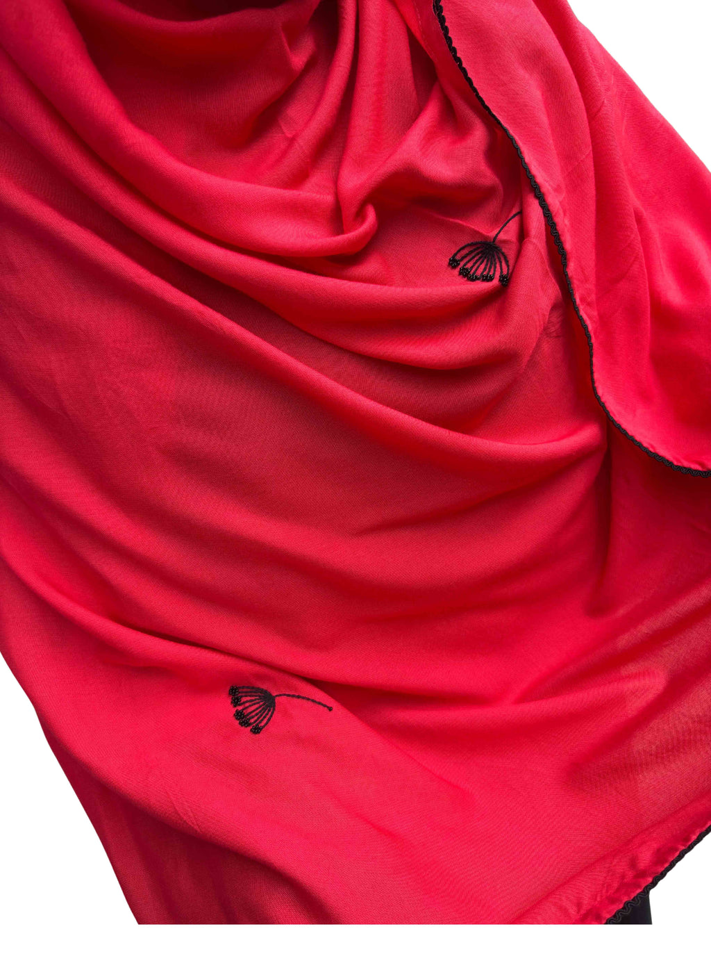 Red Handwork Dupatta with lace