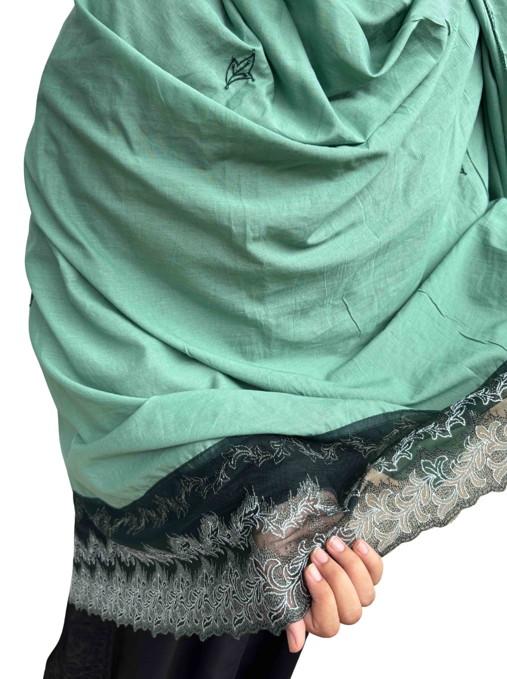 Hand work dupatta, Pure cotton, with delicate lace