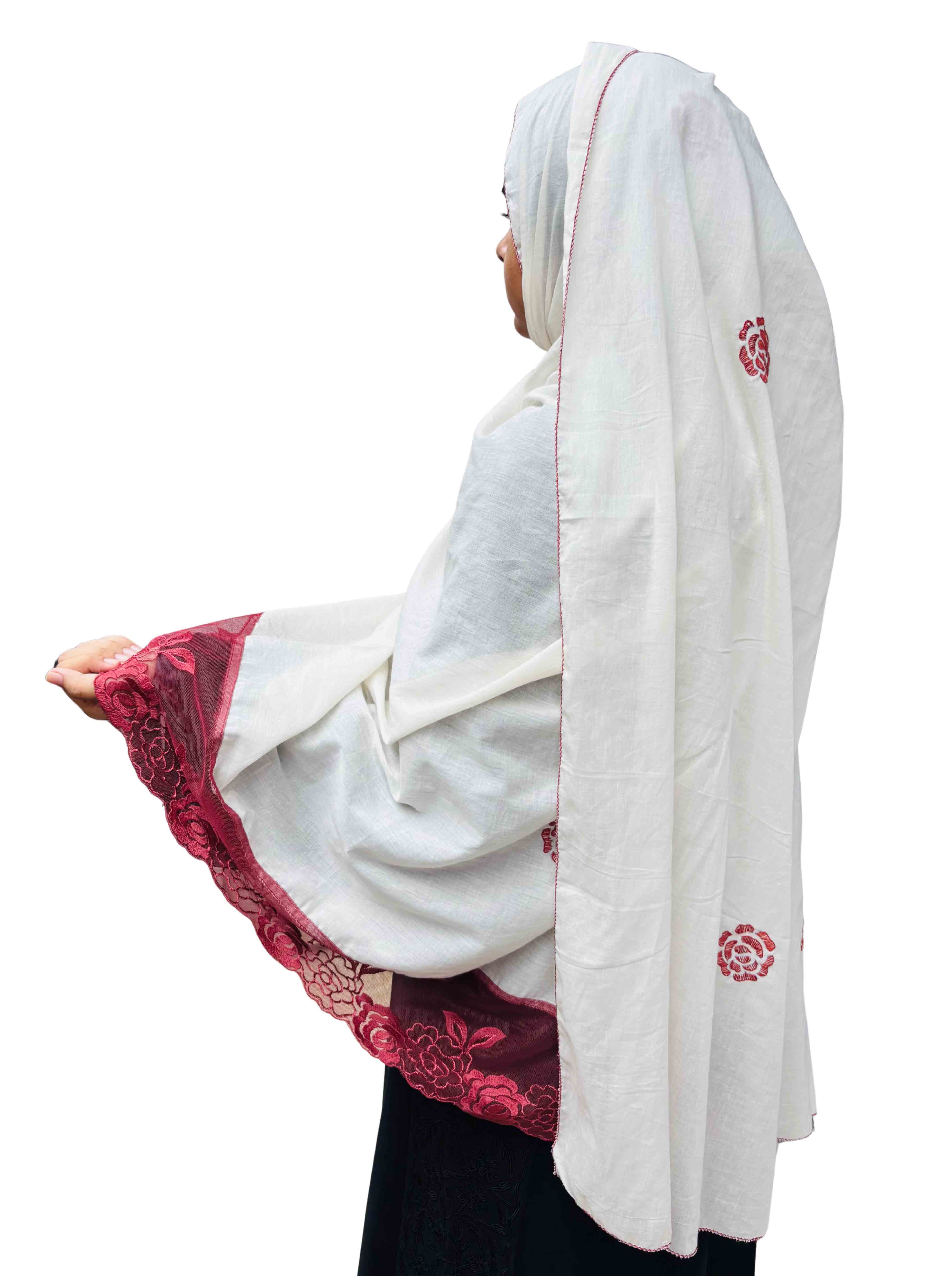 Hand work cotton dupatta with lace