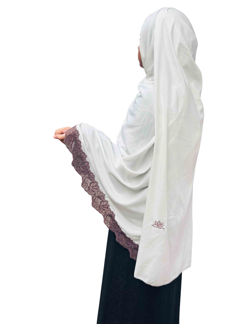 Embroidered dupatta with Pearl & Lace