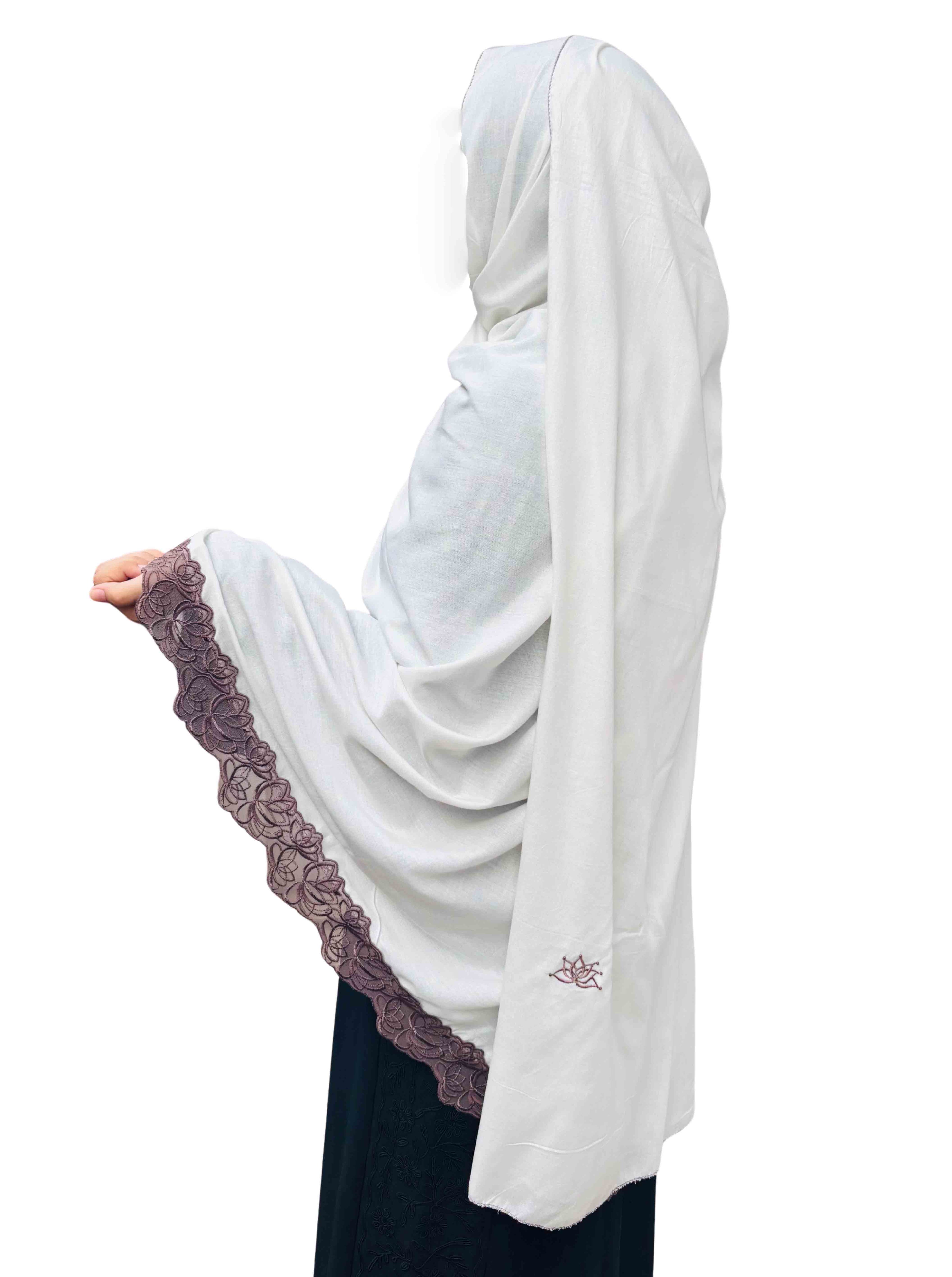 Embroidered dupatta with Pearl & Lace