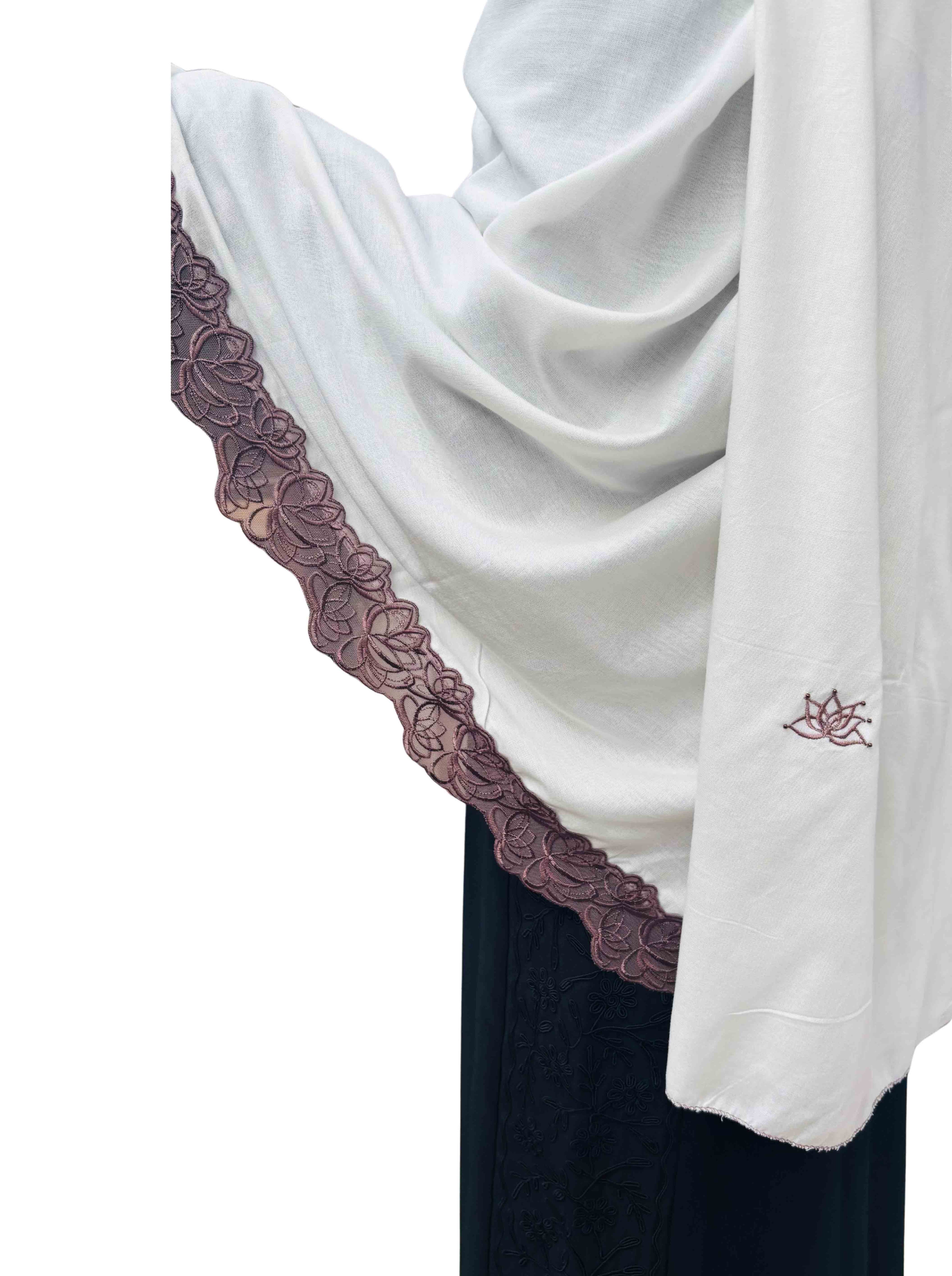 Embroidered dupatta with Pearl & Lace