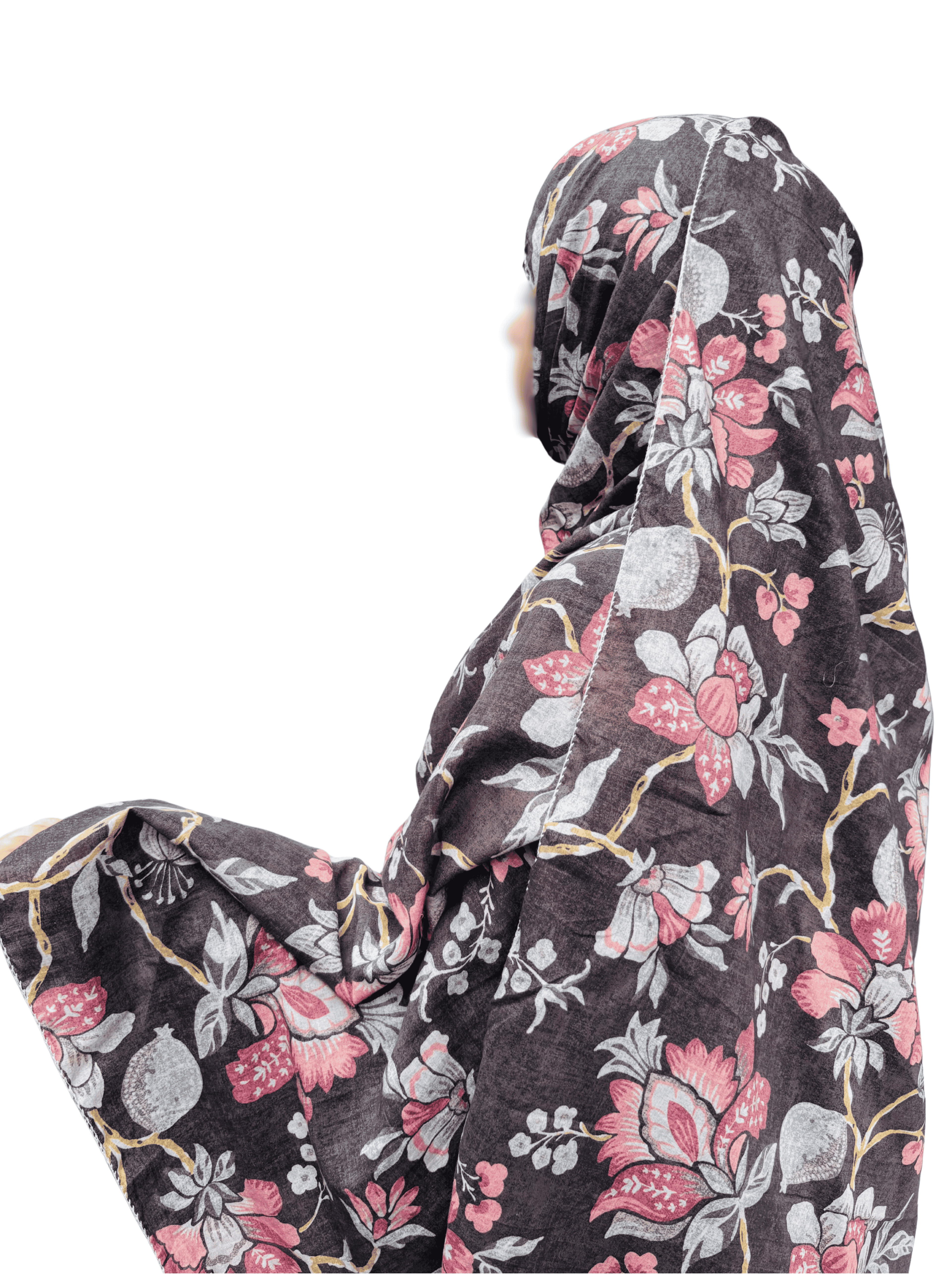 Grey Pure Cotton Floral dupatta