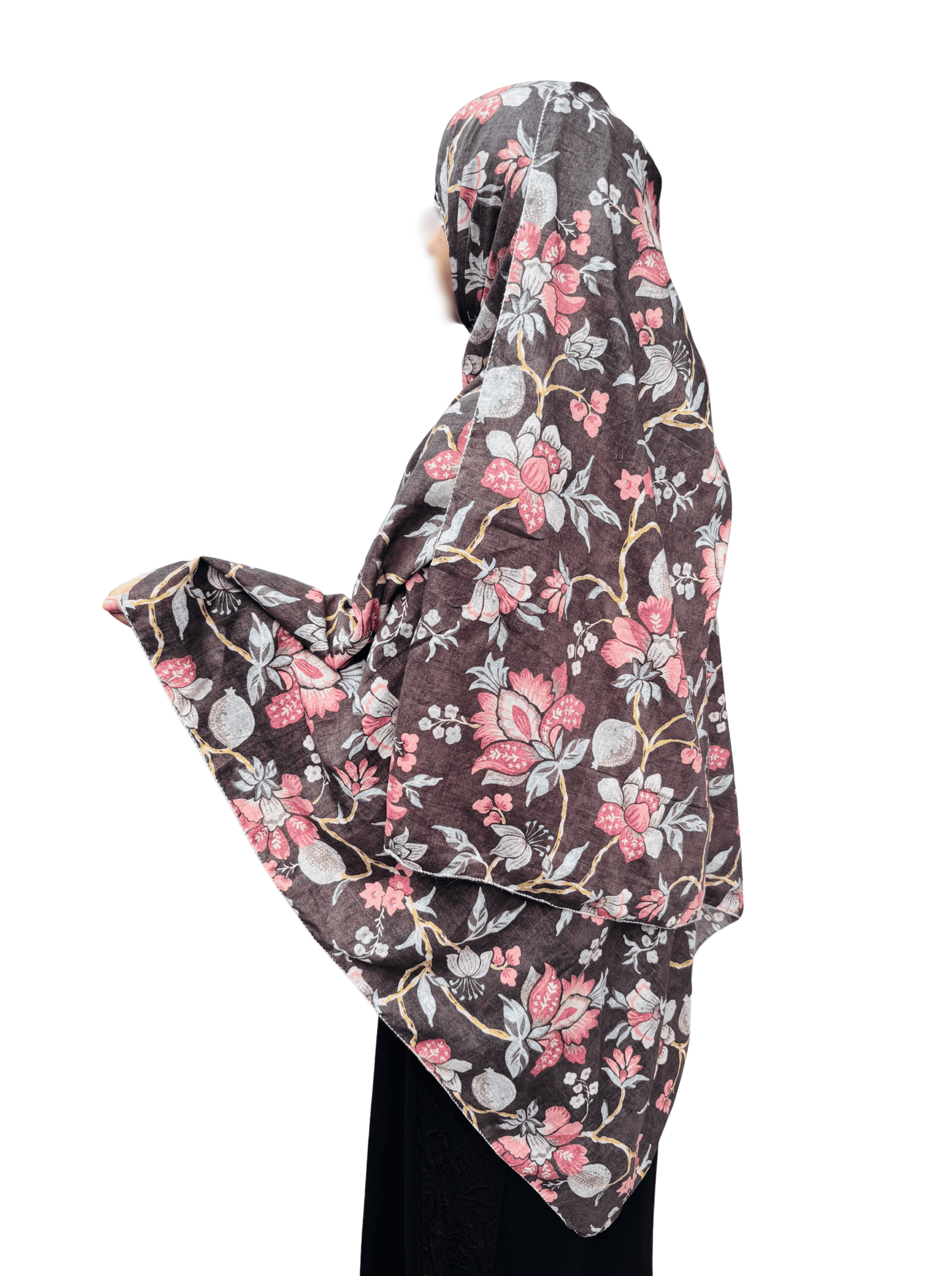 Grey Pure Cotton Floral dupatta