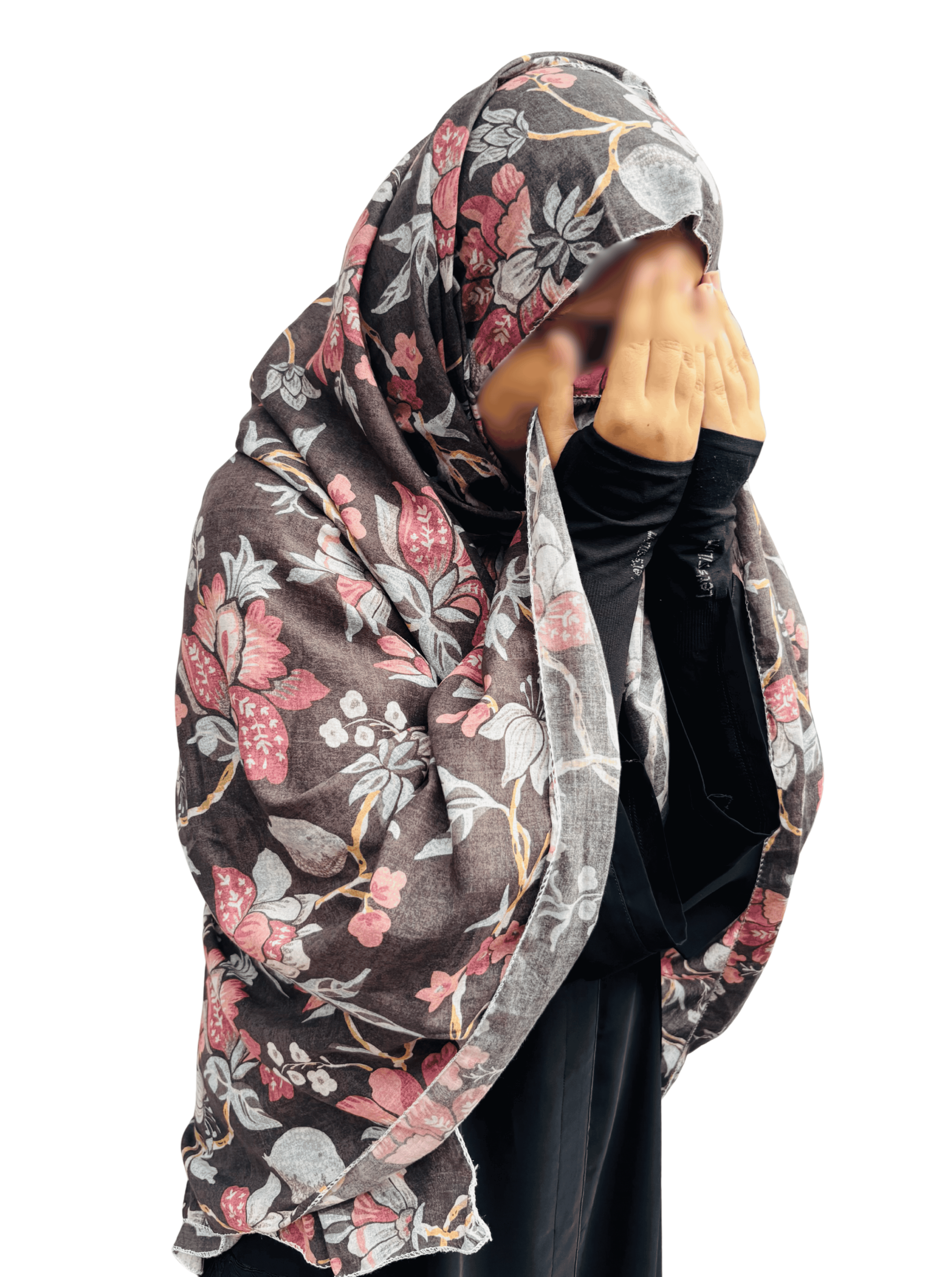 Grey Pure Cotton Floral dupatta