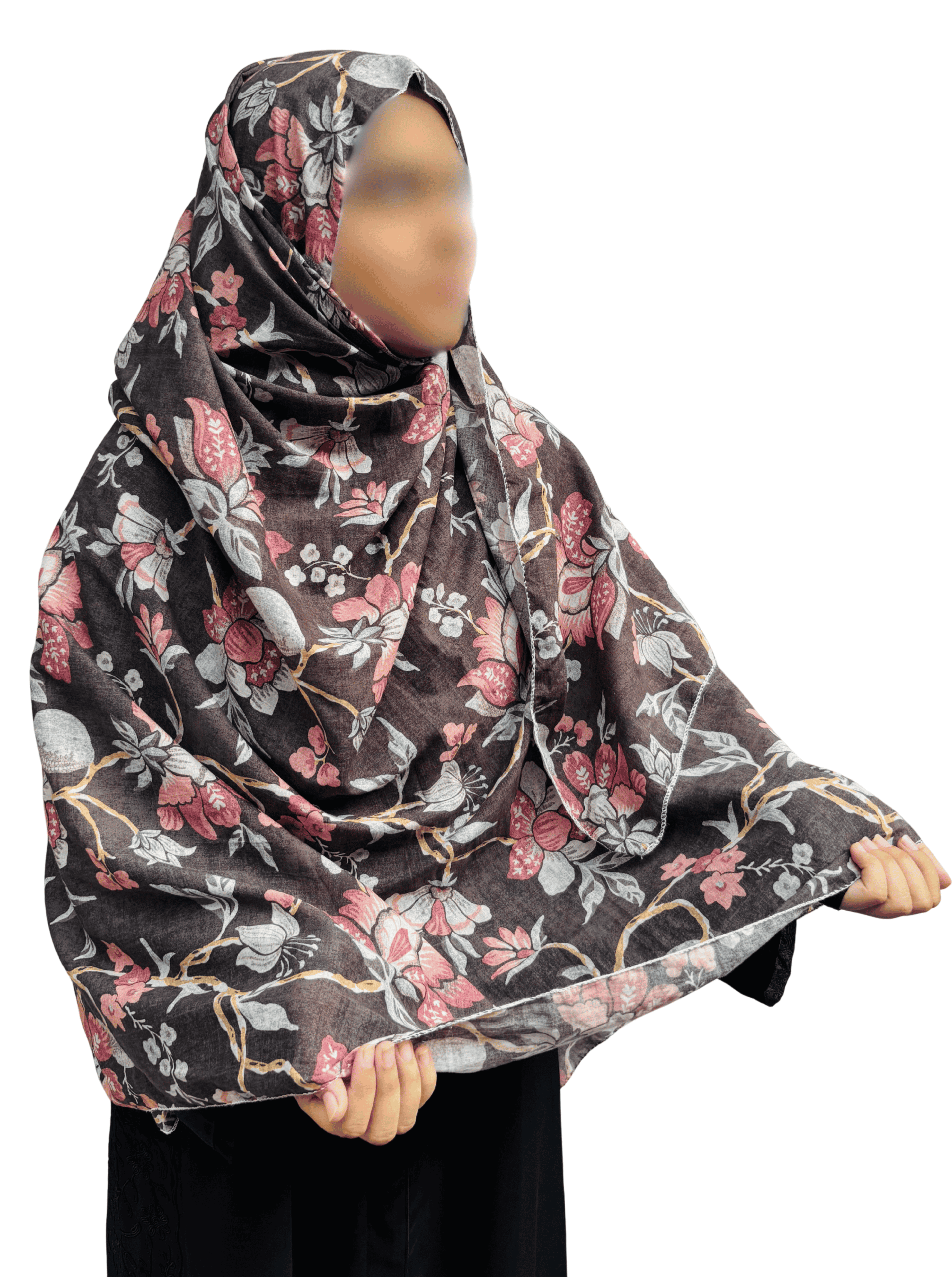 Grey Pure Cotton Floral dupatta