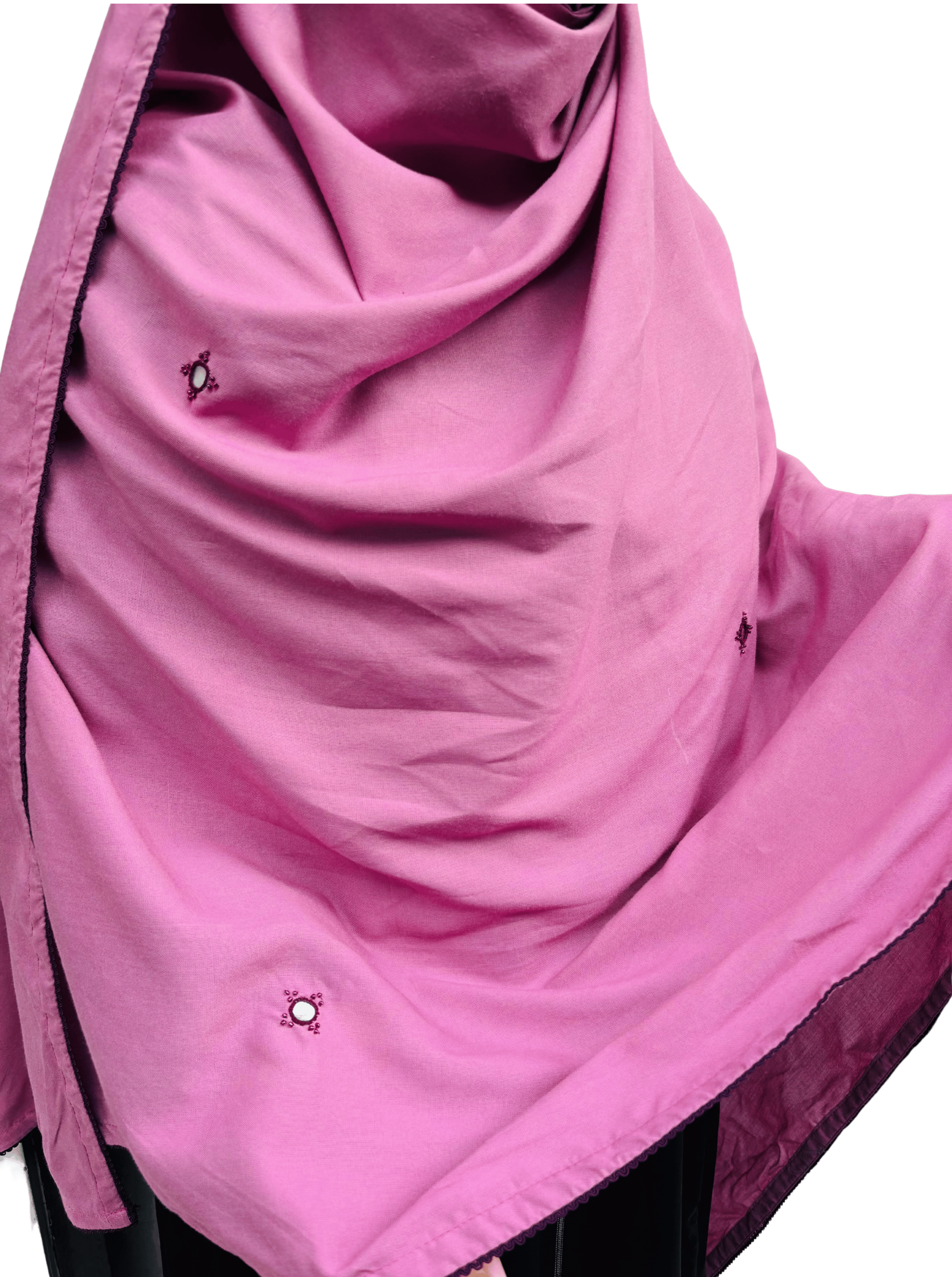 Mirror work dupatta with lace - Mauve