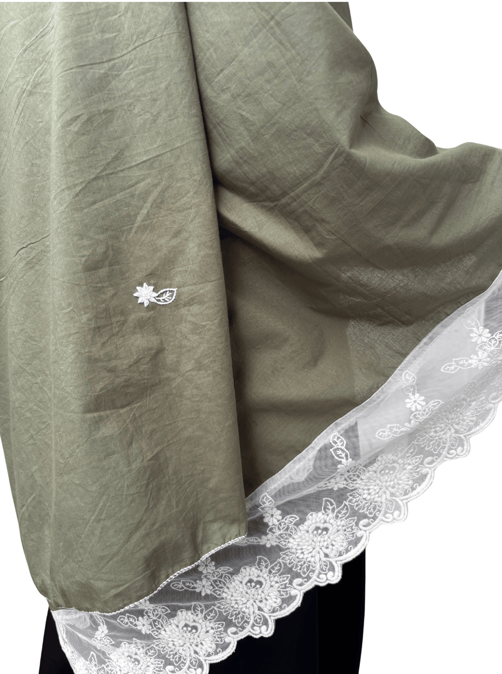 Green hand work cotton dupatta