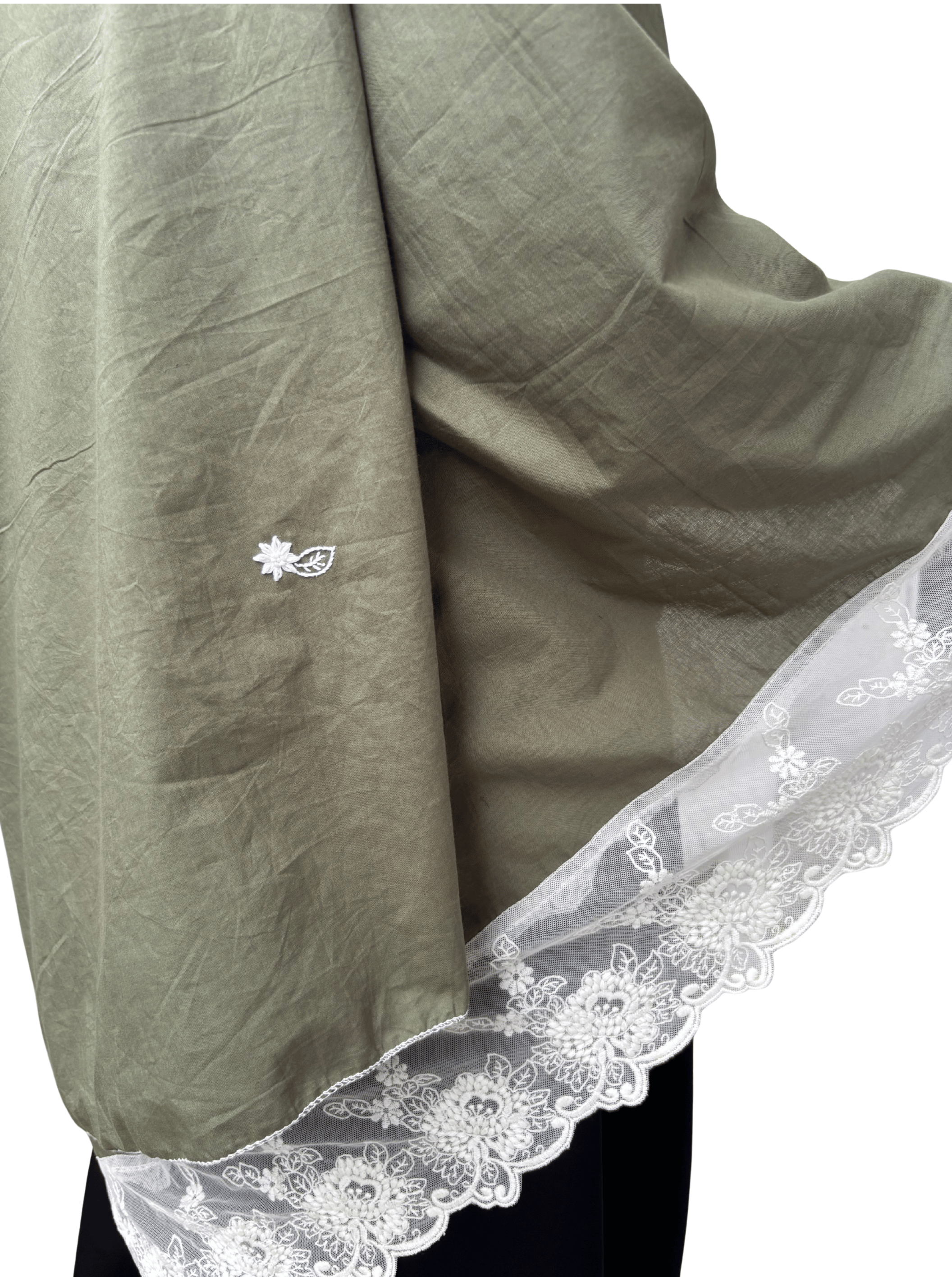 Green hand work cotton dupatta