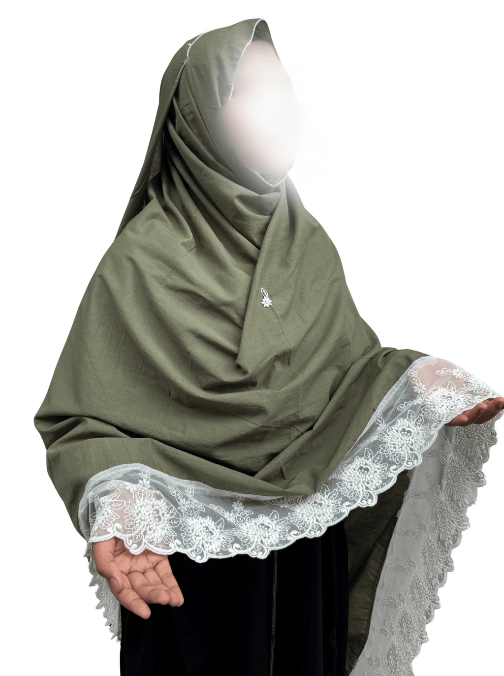 Green hand work cotton dupatta