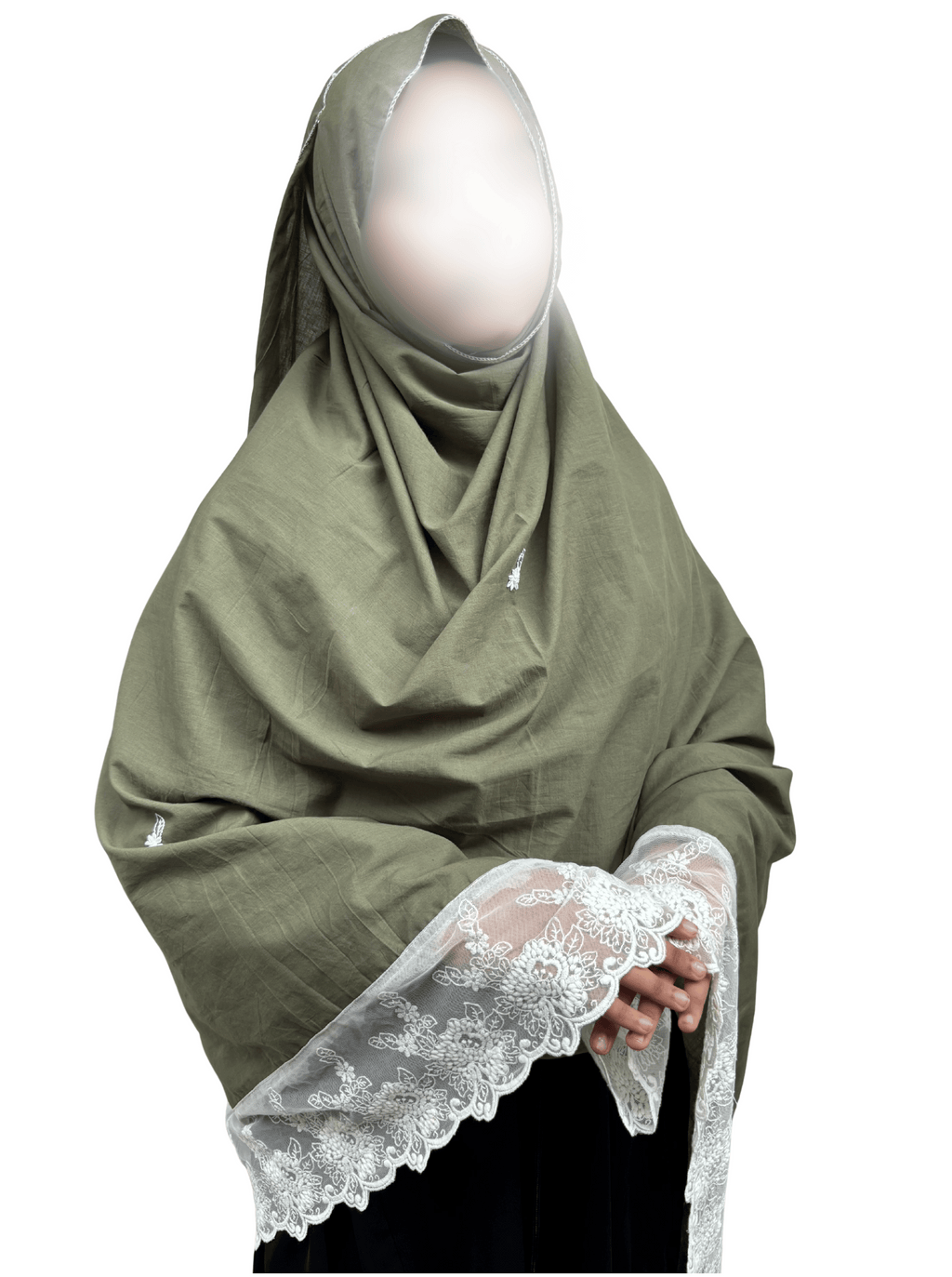 Green hand work cotton dupatta