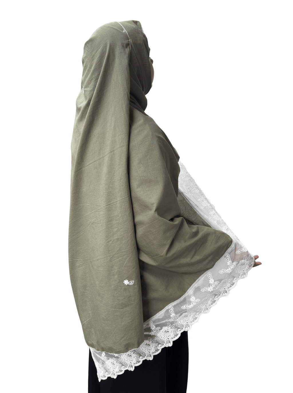 Green hand work cotton dupatta