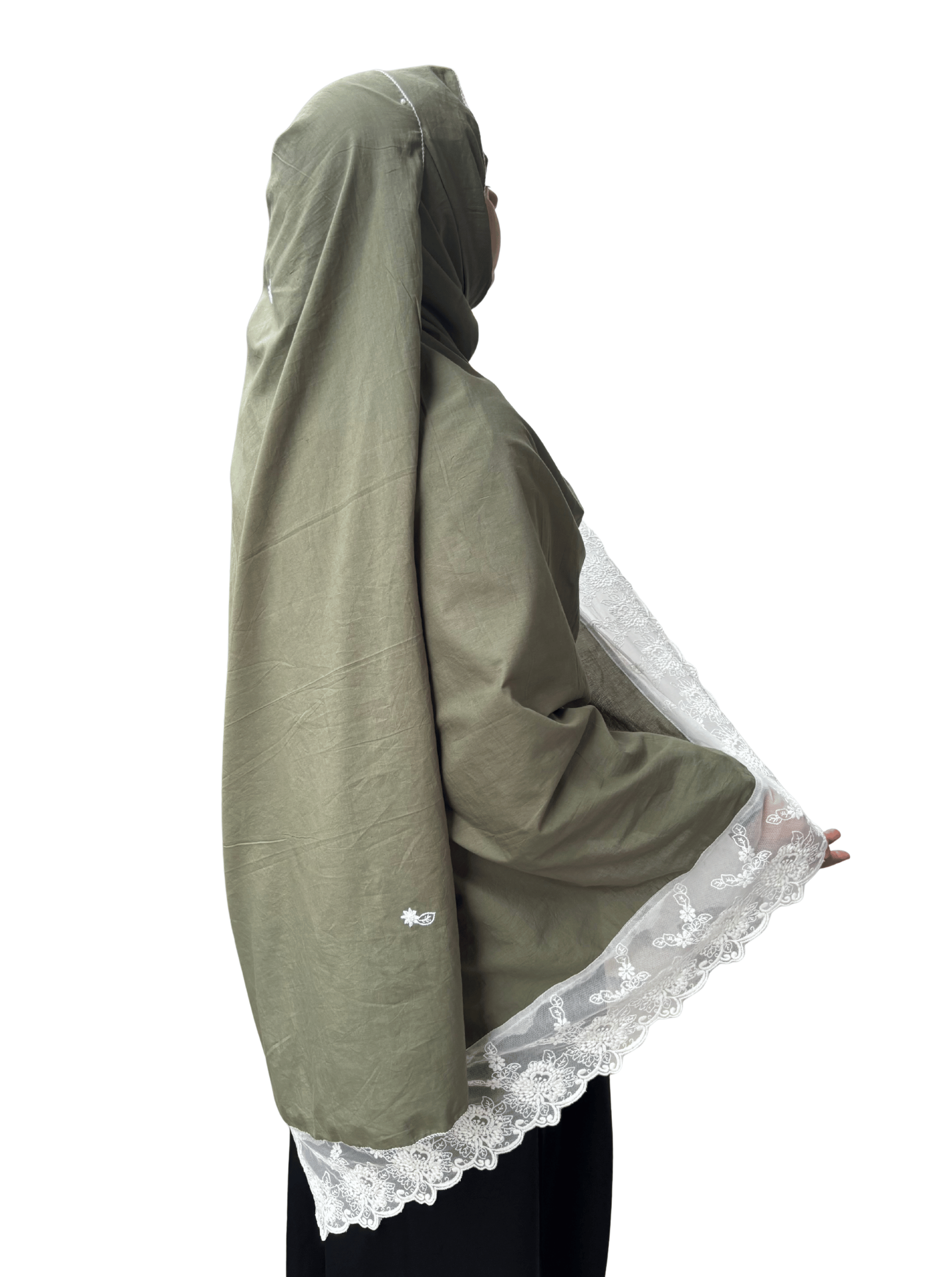 Green hand work cotton dupatta