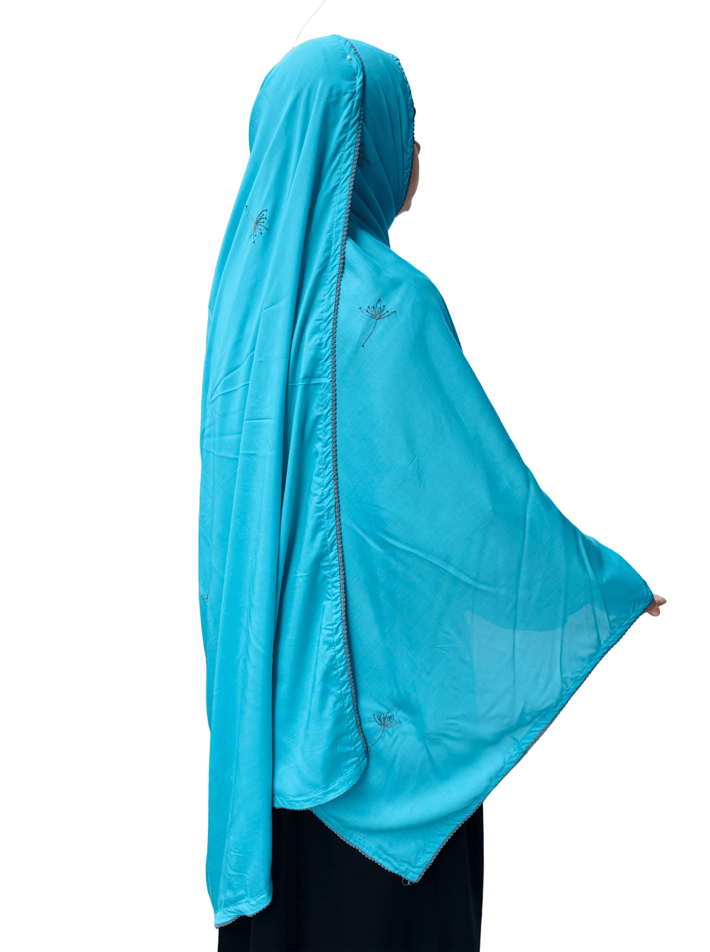 Blue Hand Work Dupatta with lace