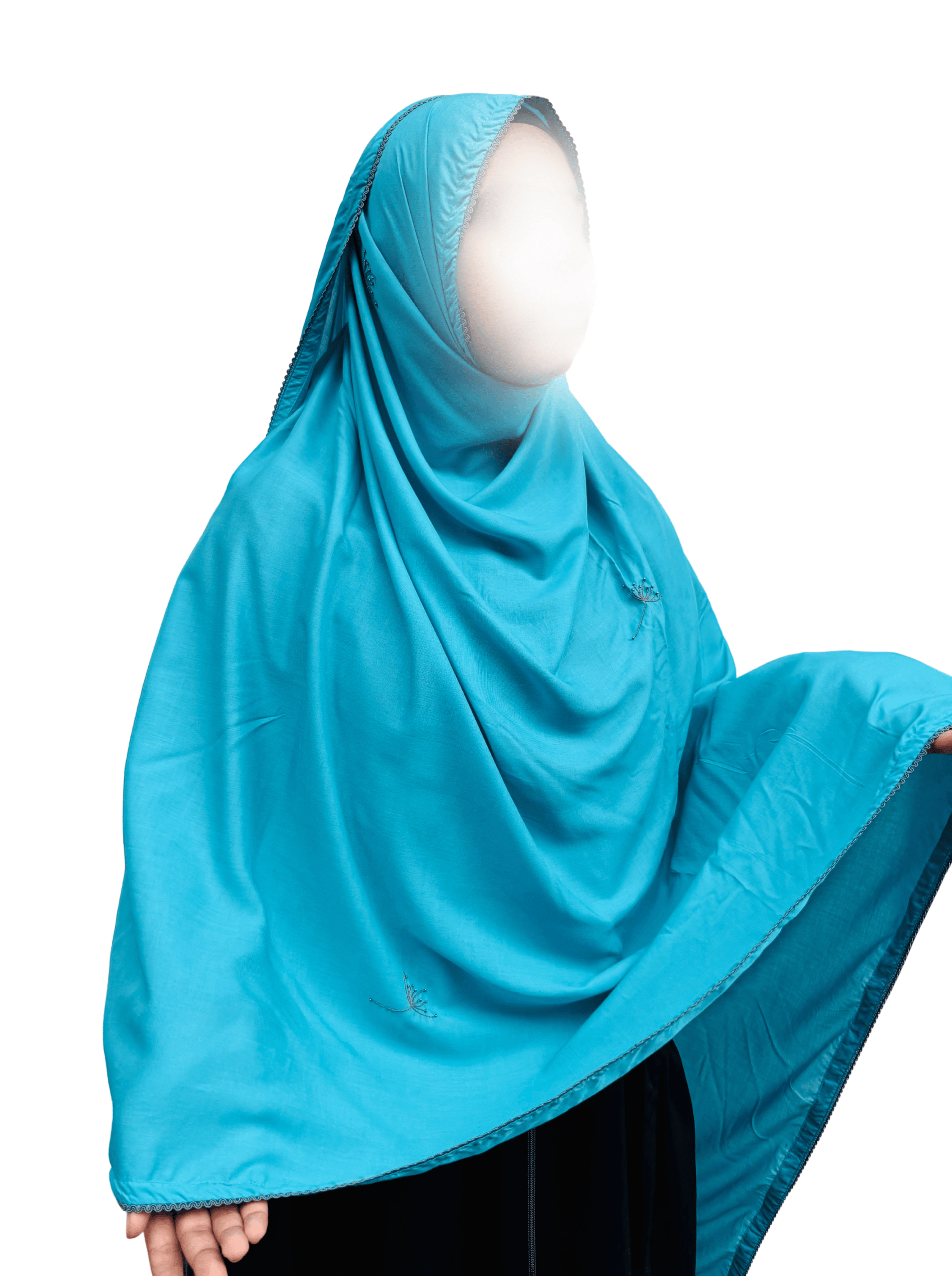 Blue Hand Work Dupatta with lace