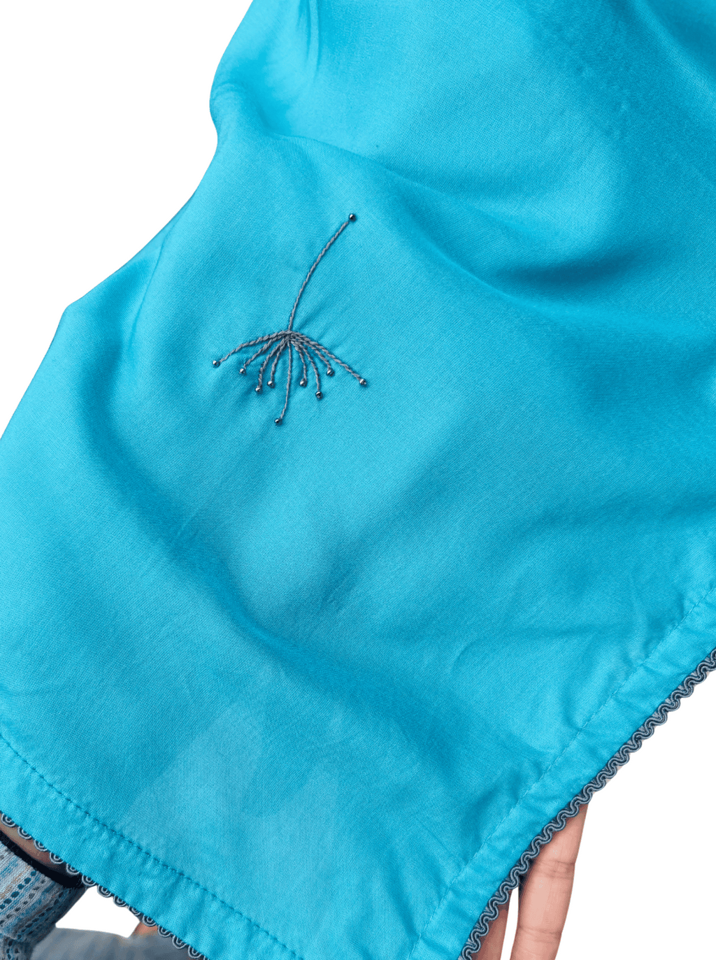 Blue Hand Work Dupatta with lace