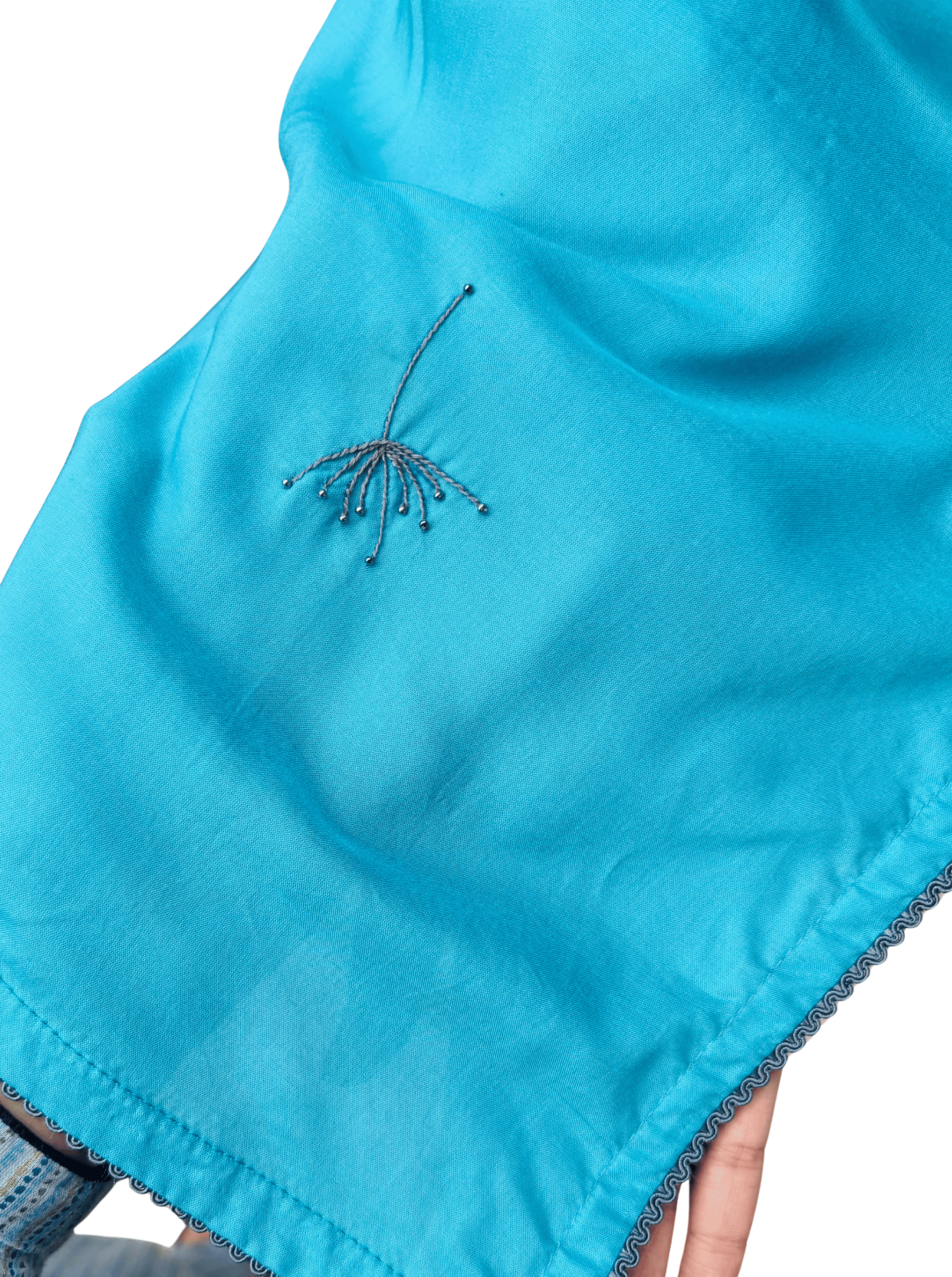 Blue Hand Work Dupatta with lace