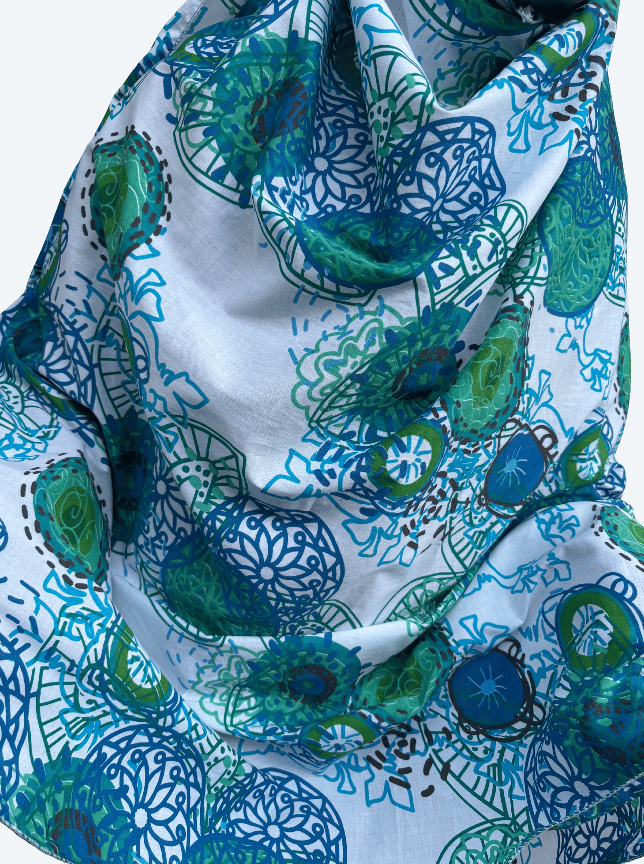 Blue Printed cotton dupatta