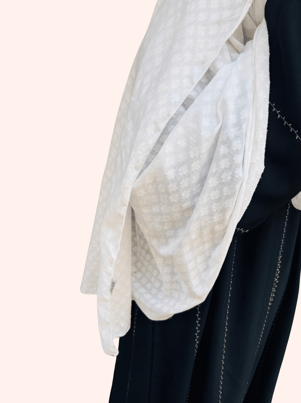 Off white self print pure cotton dupatta