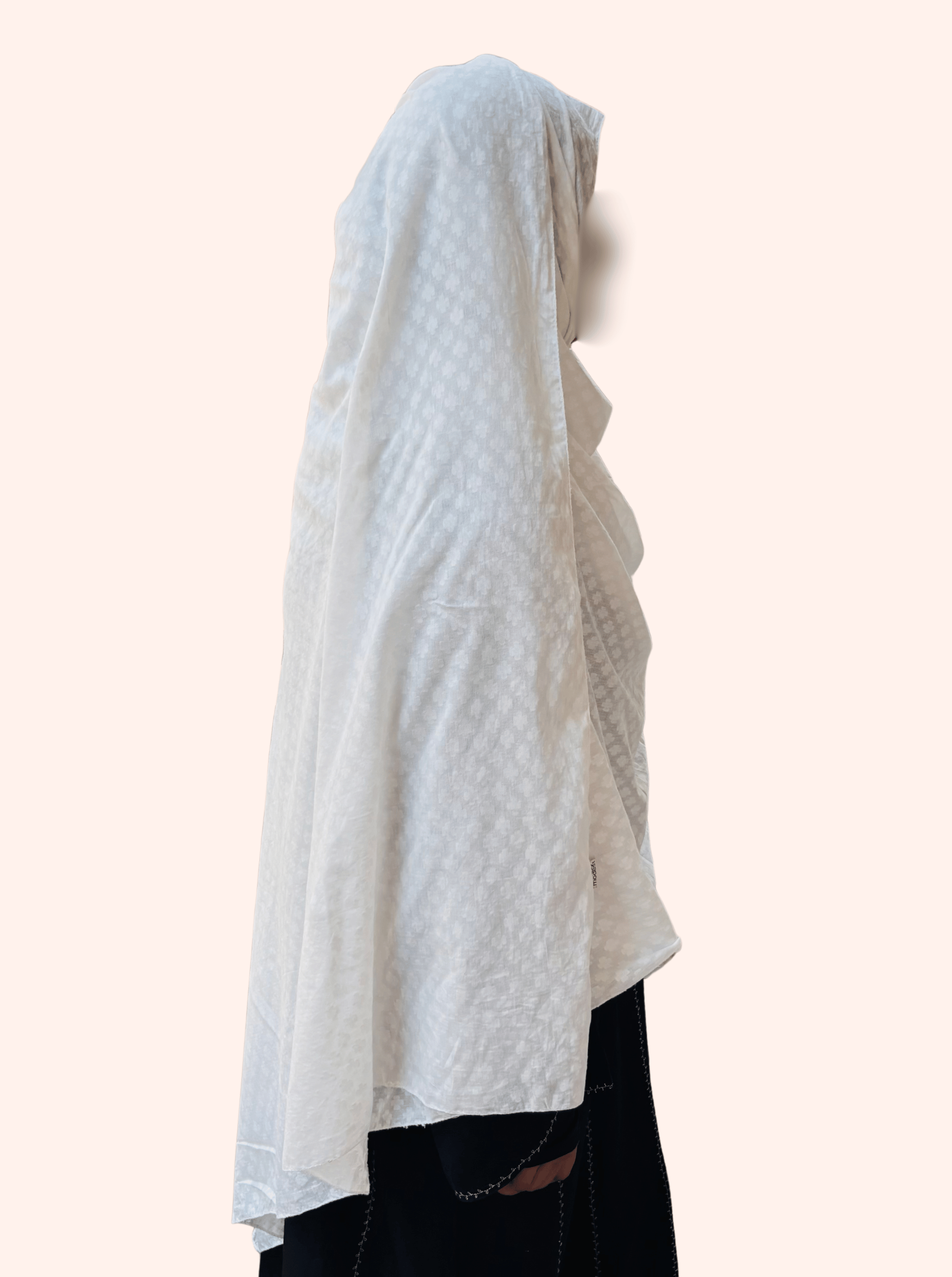 Off white self print pure cotton dupatta