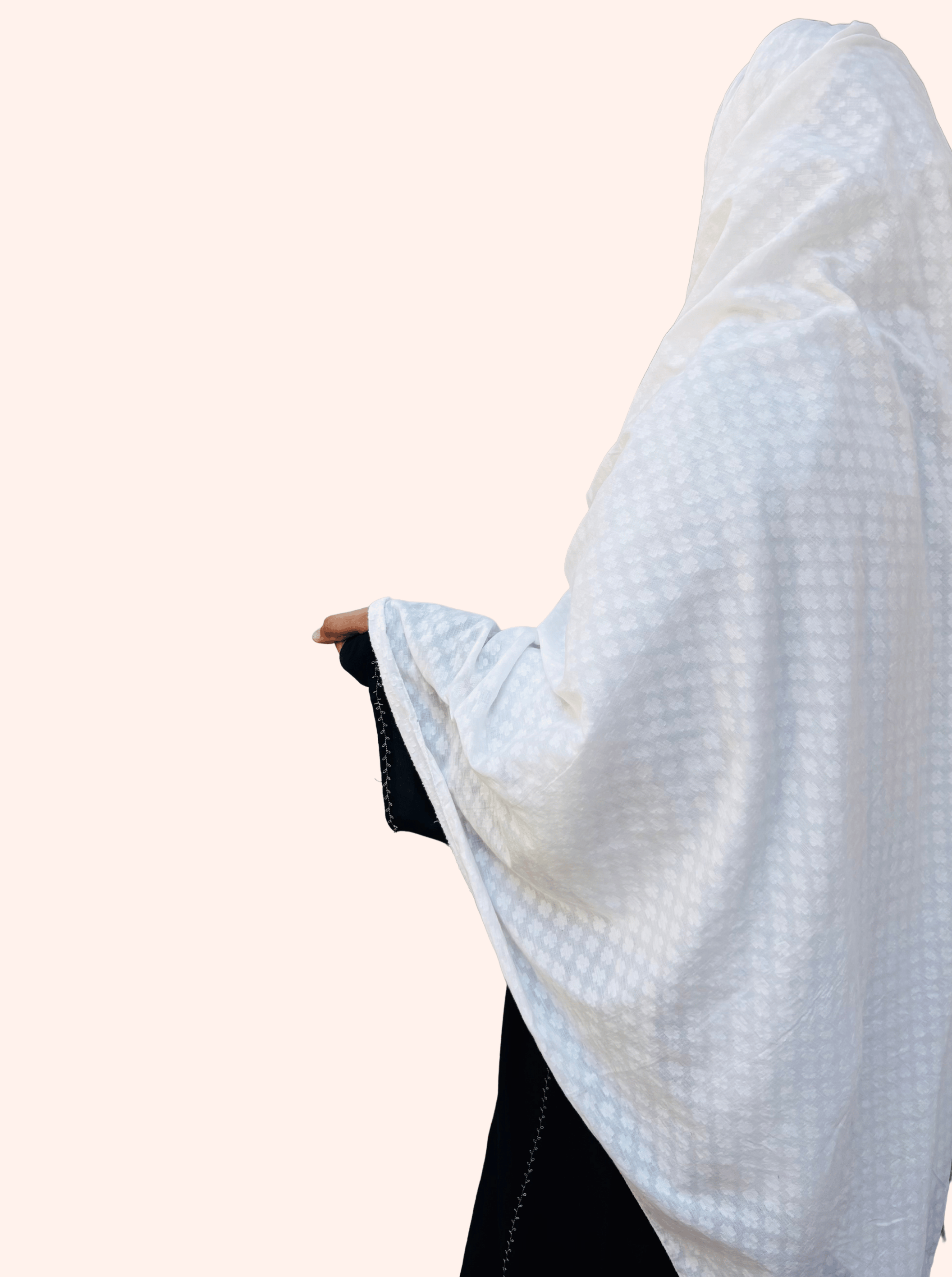 Off white self print pure cotton dupatta