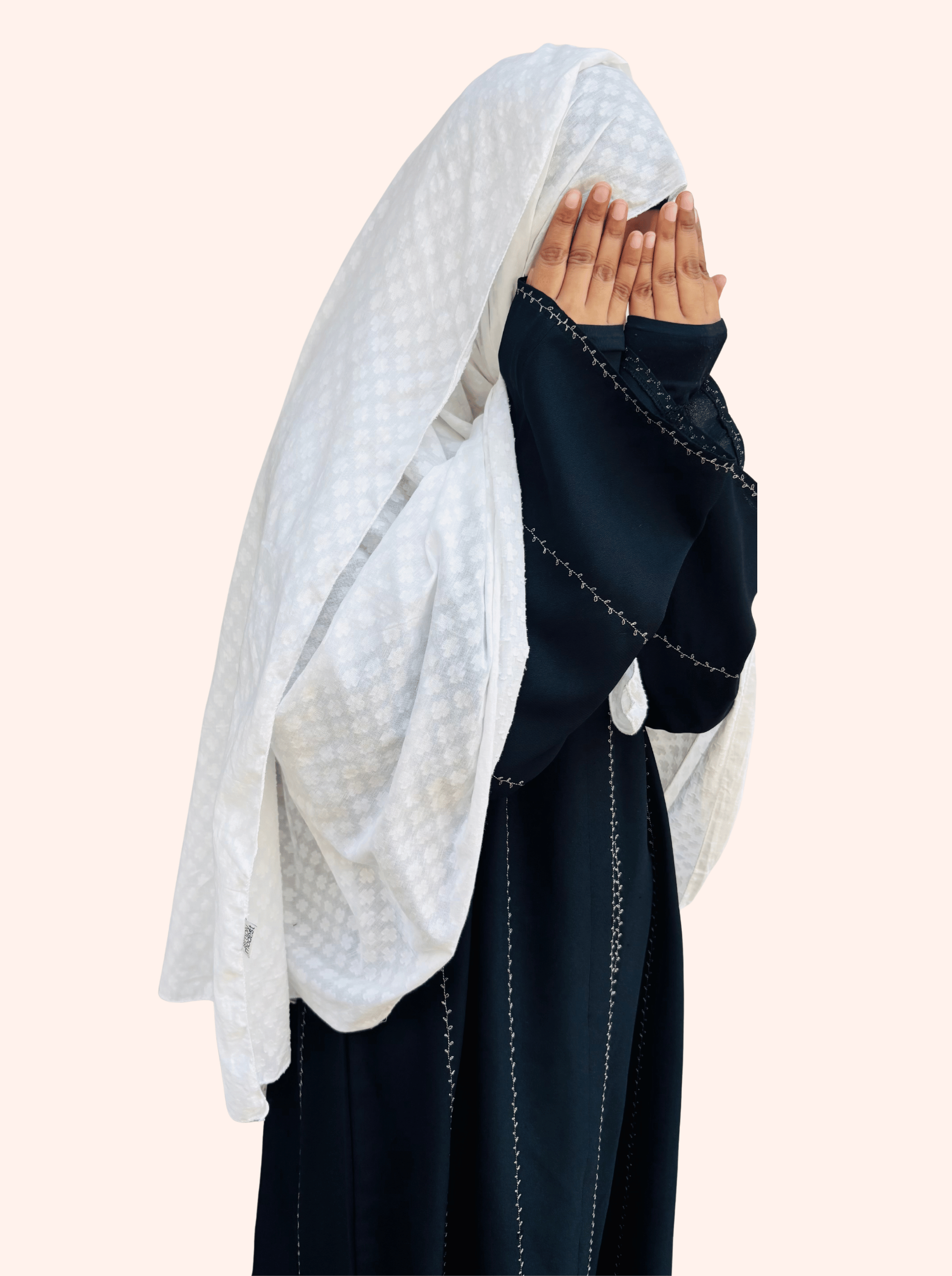 Off white self print pure cotton dupatta