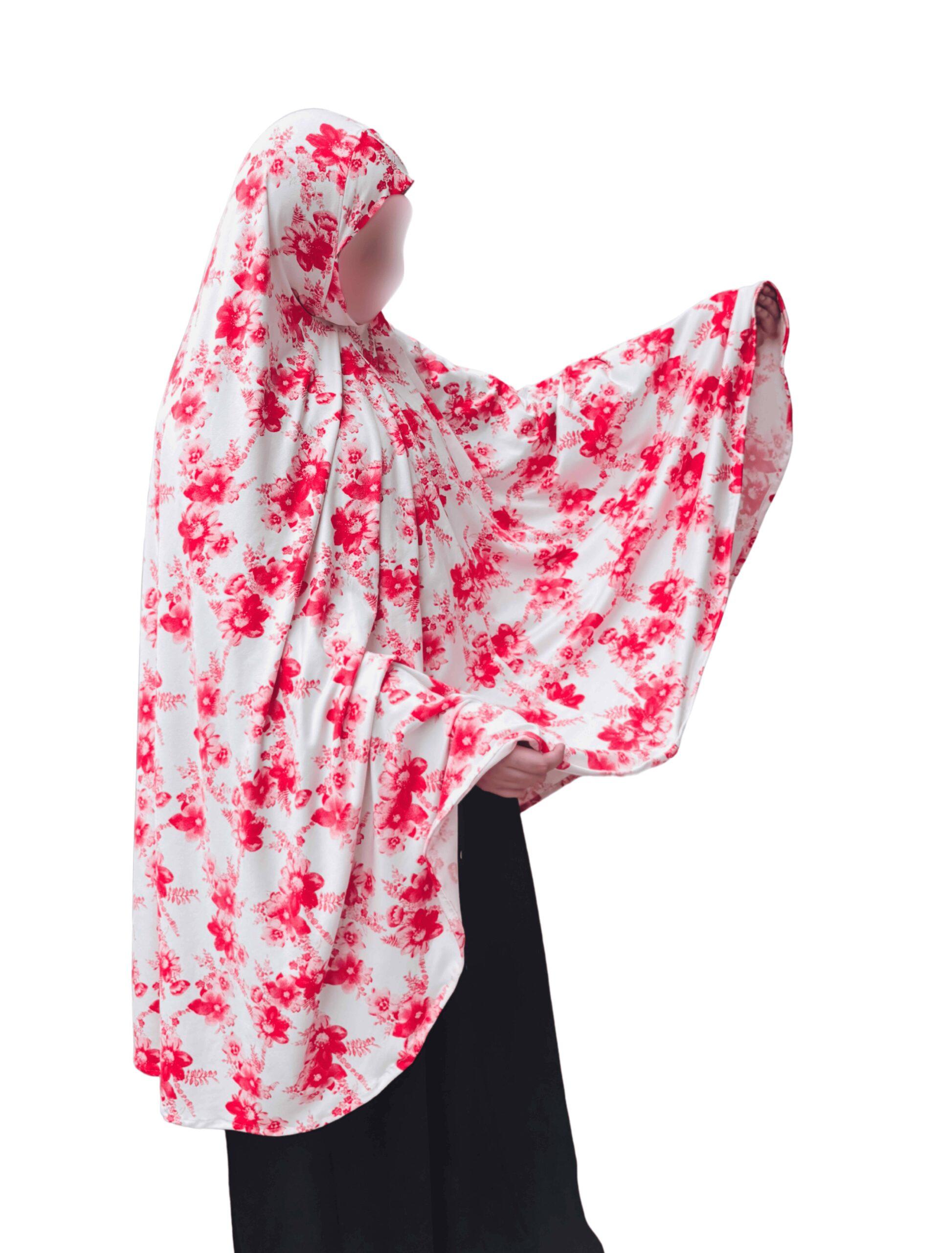 Khimar - Red & white floral