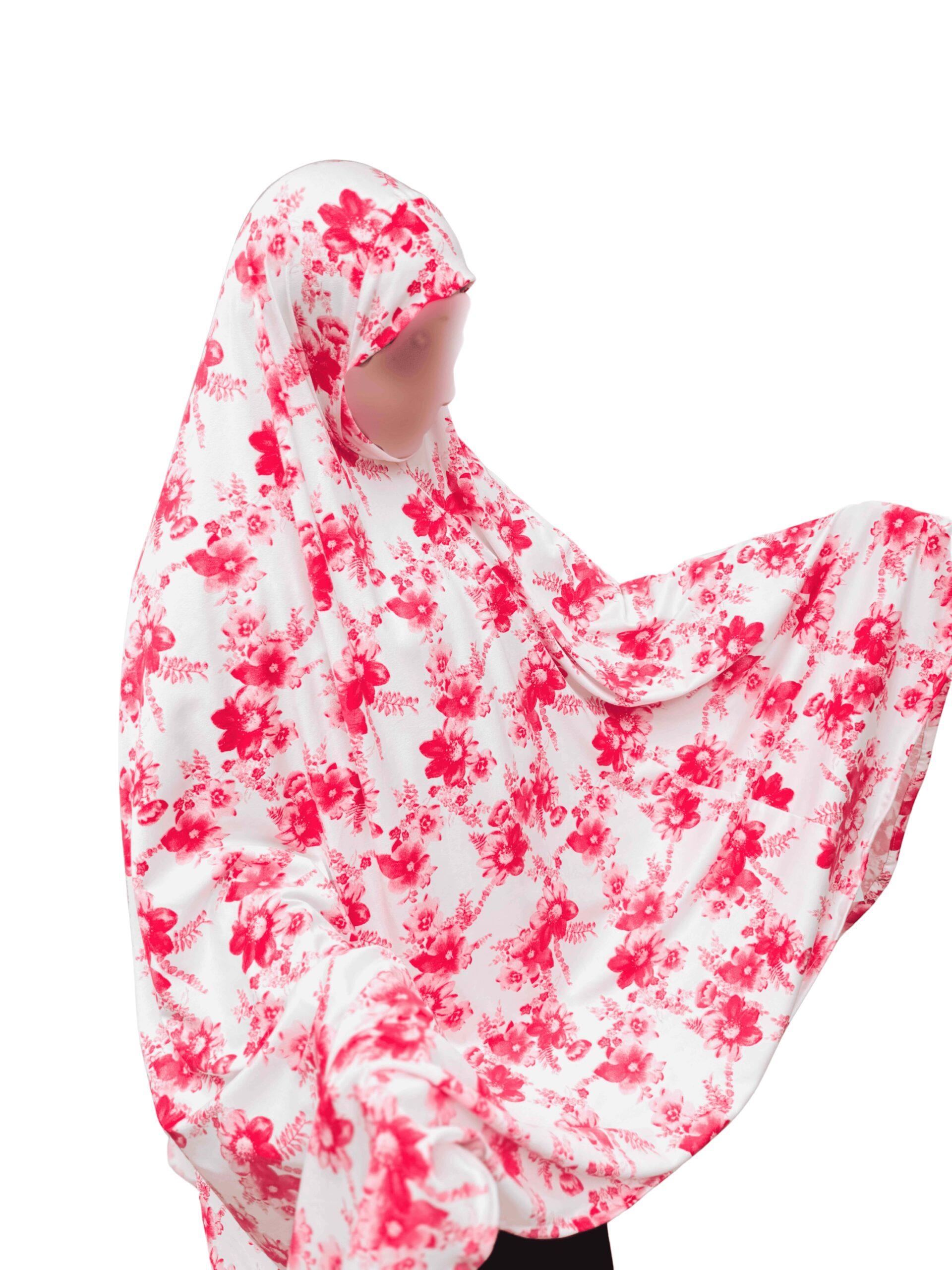 Khimar - Red & white floral