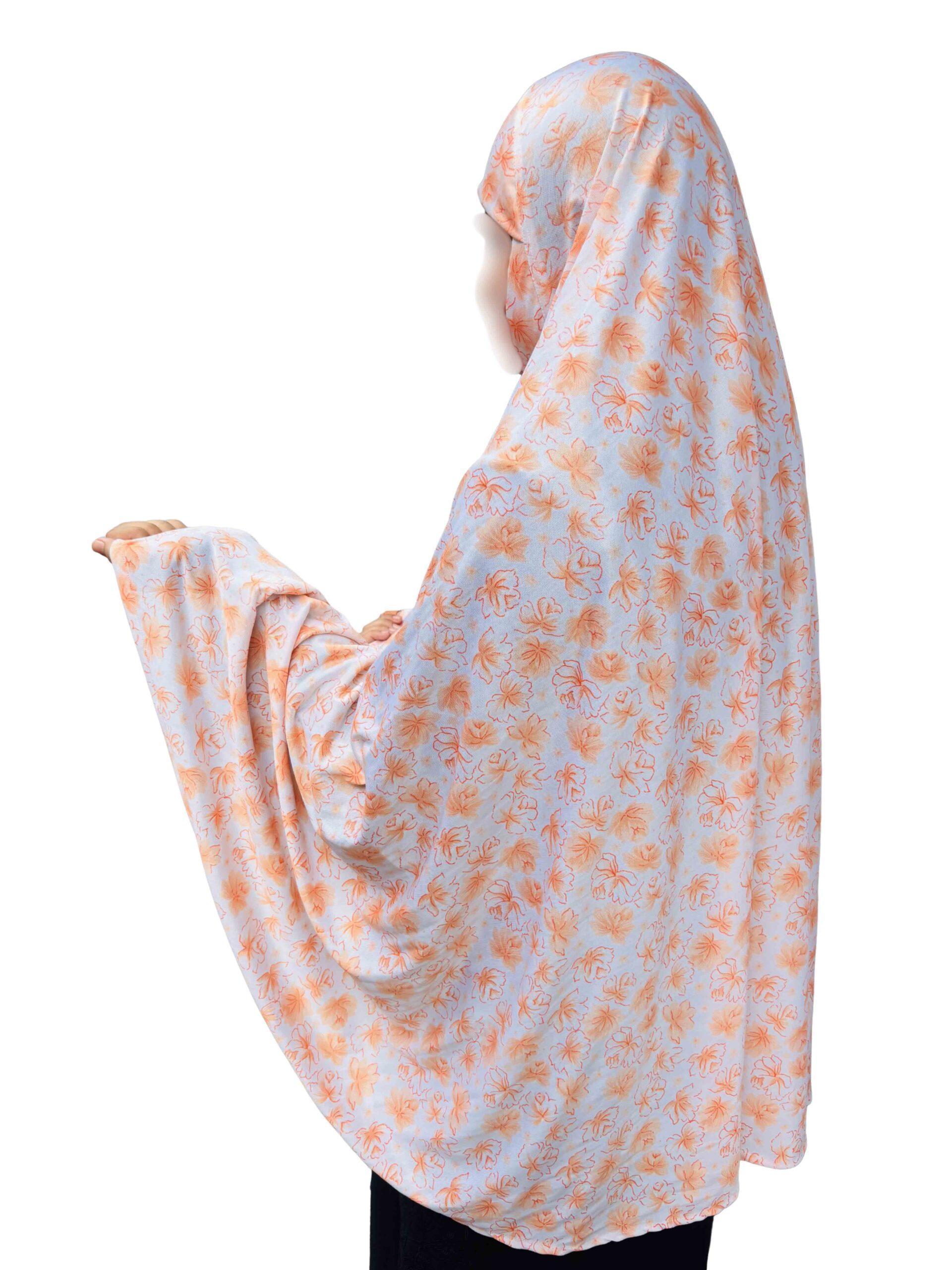 Khimar - Orange floral print