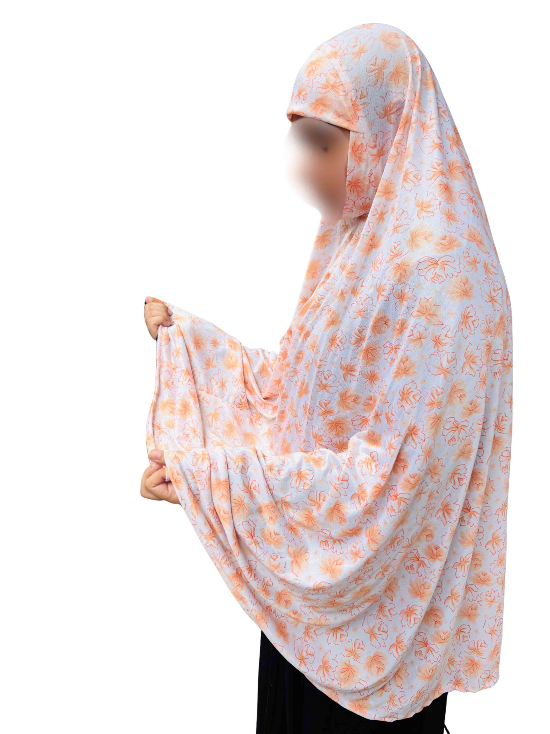 Khimar - Orange floral print