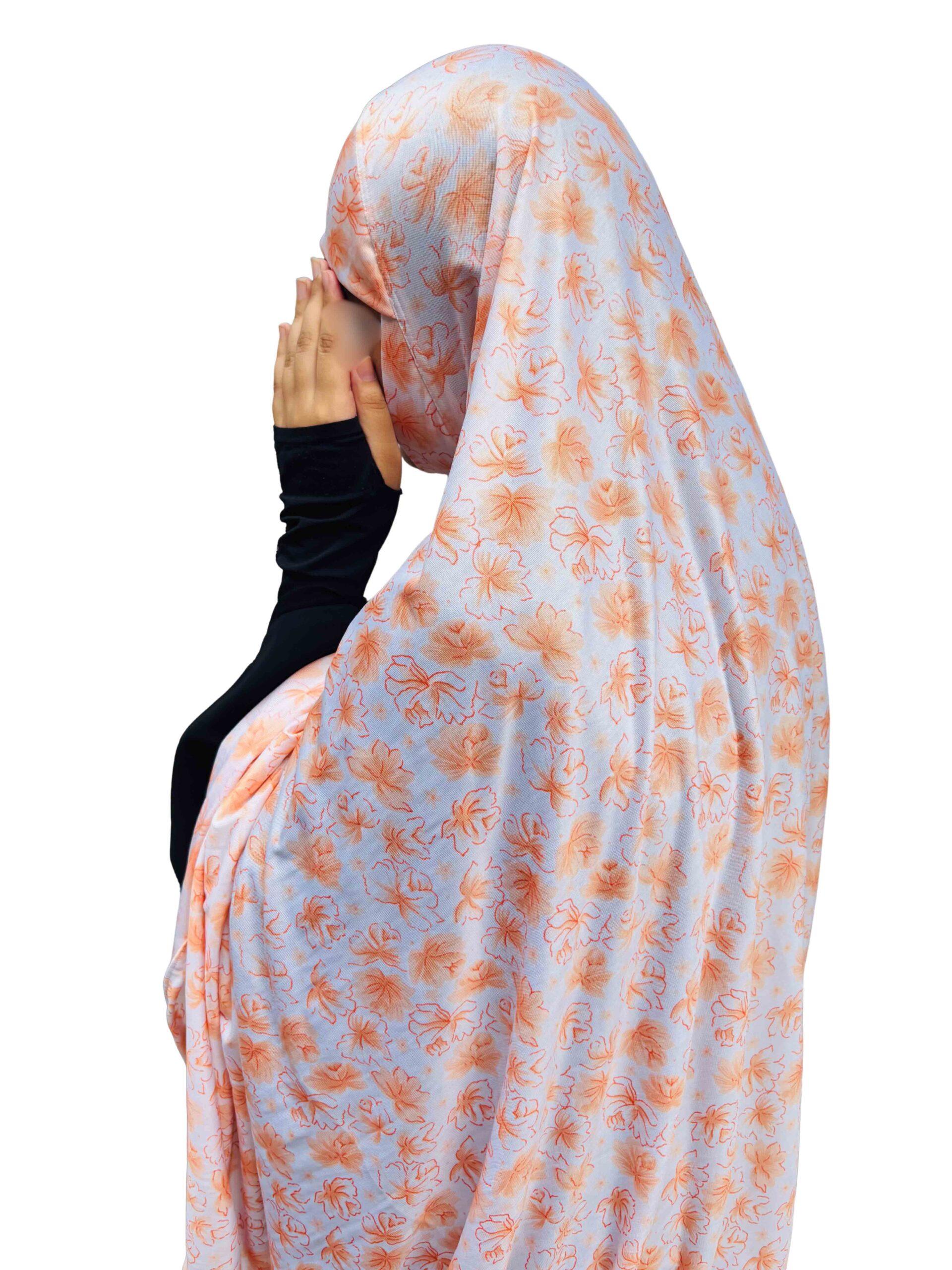 Khimar - Orange floral print