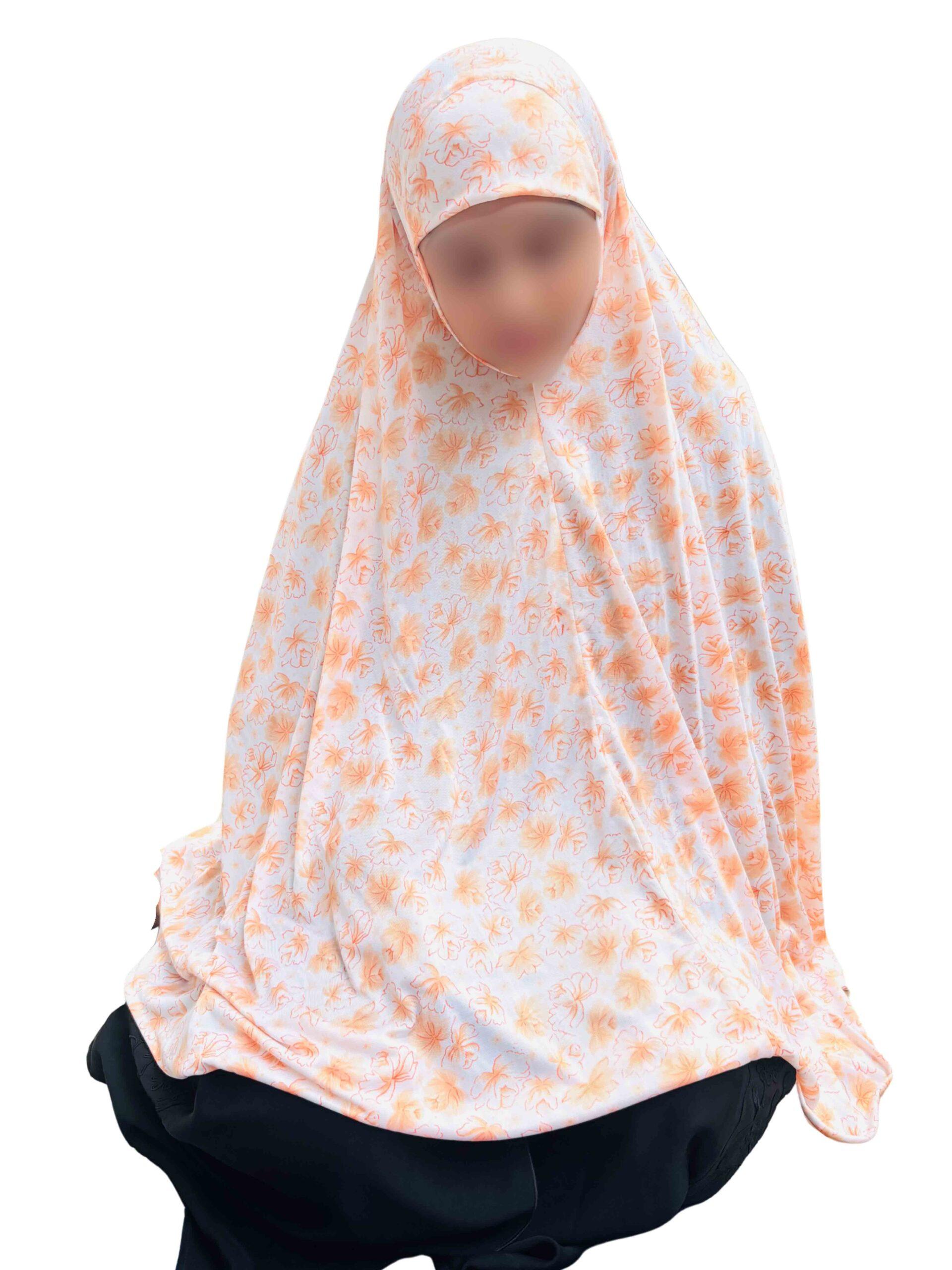 Khimar - Orange floral print