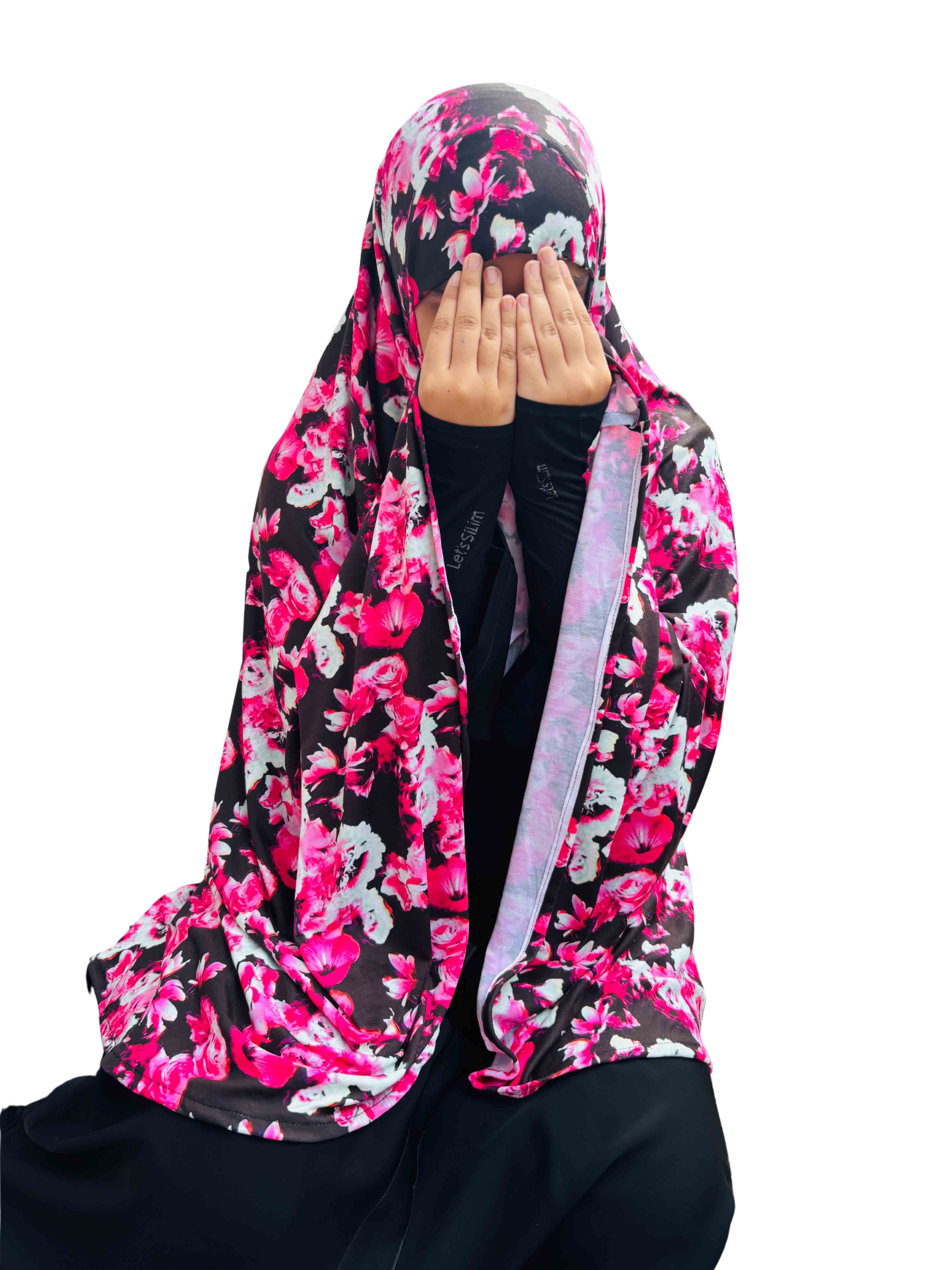 Khimar - Beautiful magenta floral print