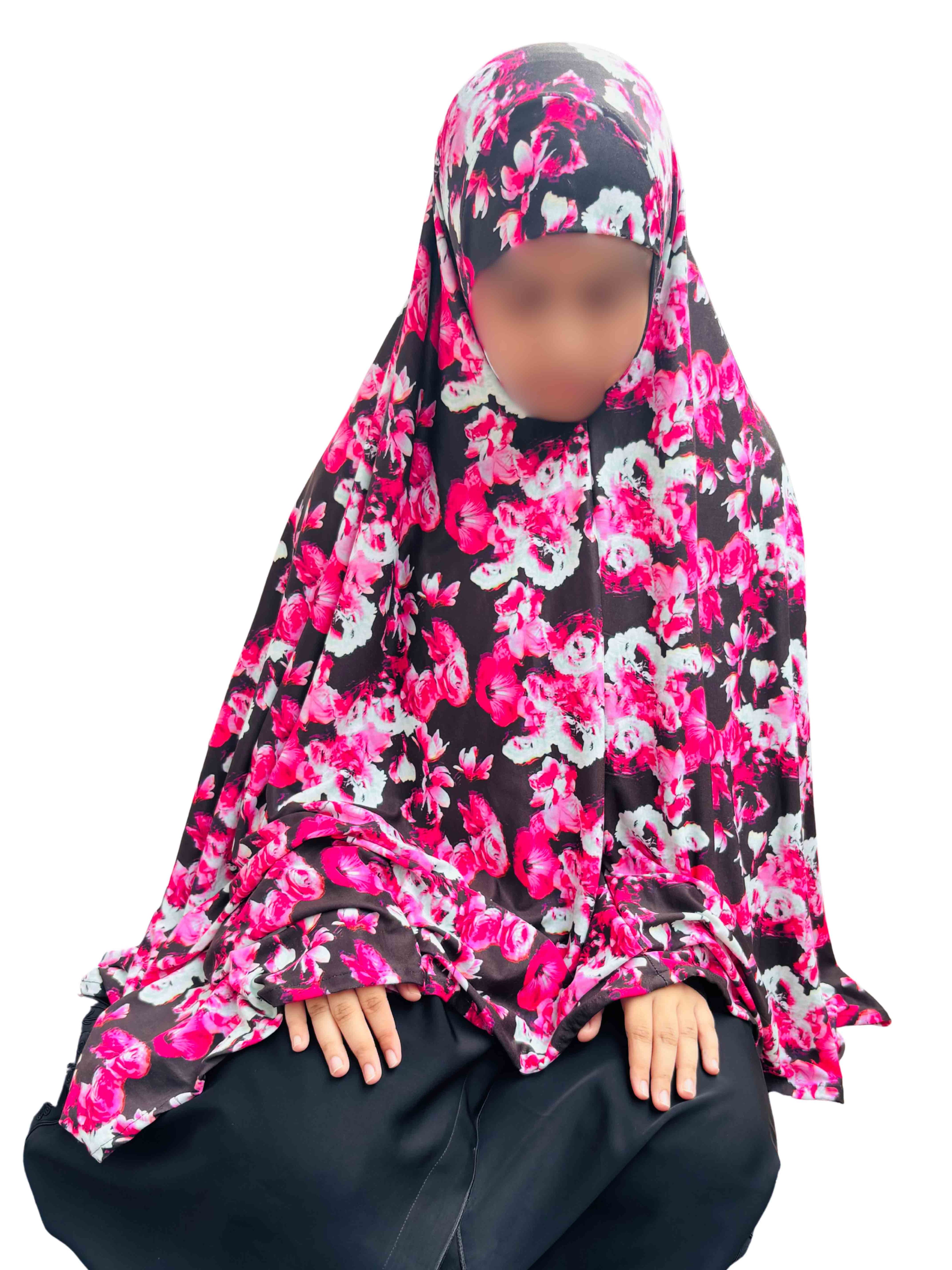 Khimar - Beautiful magenta floral print