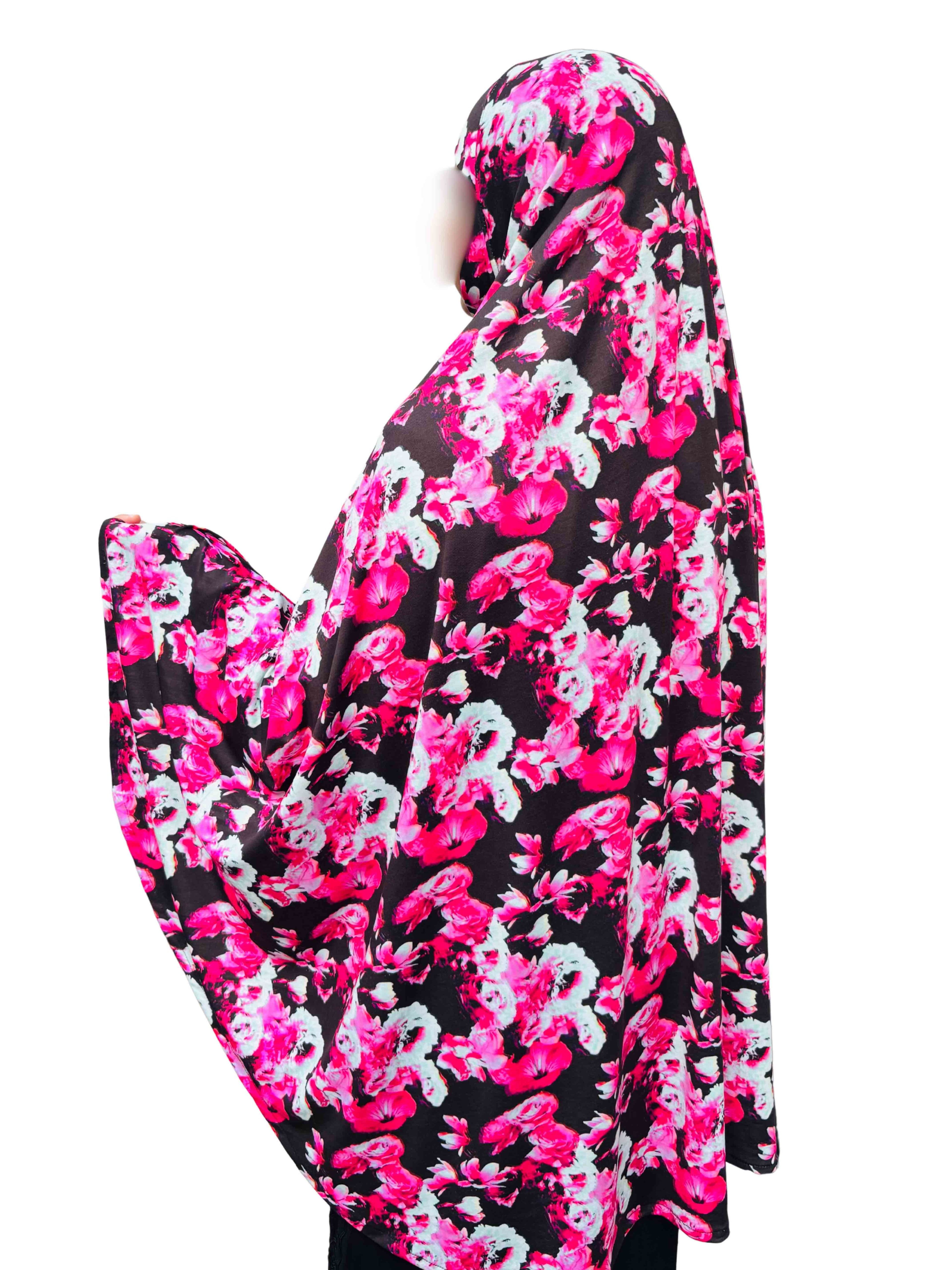 Khimar - Beautiful magenta floral print