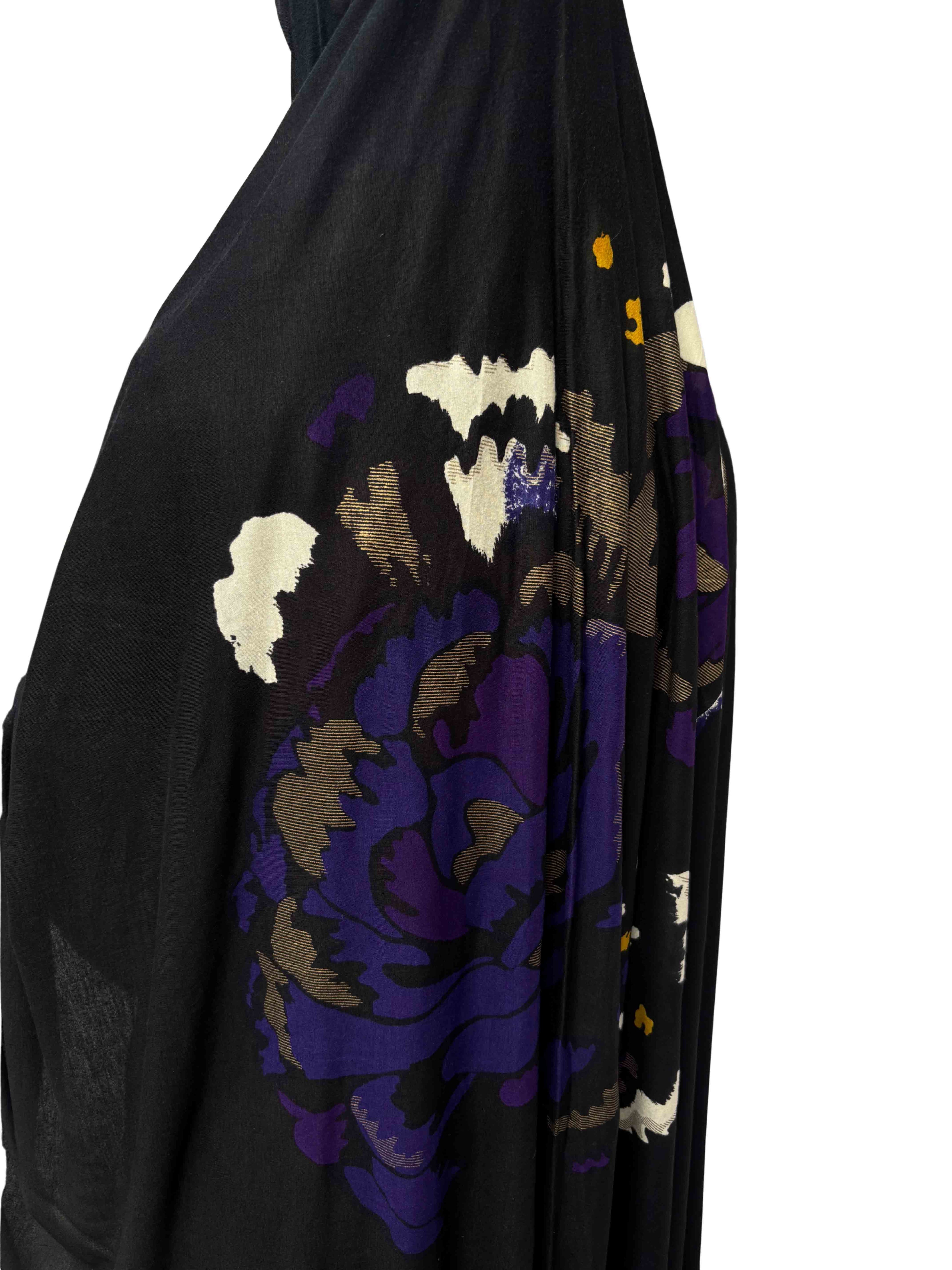 Khimar - Black with Bold Rose Back Print