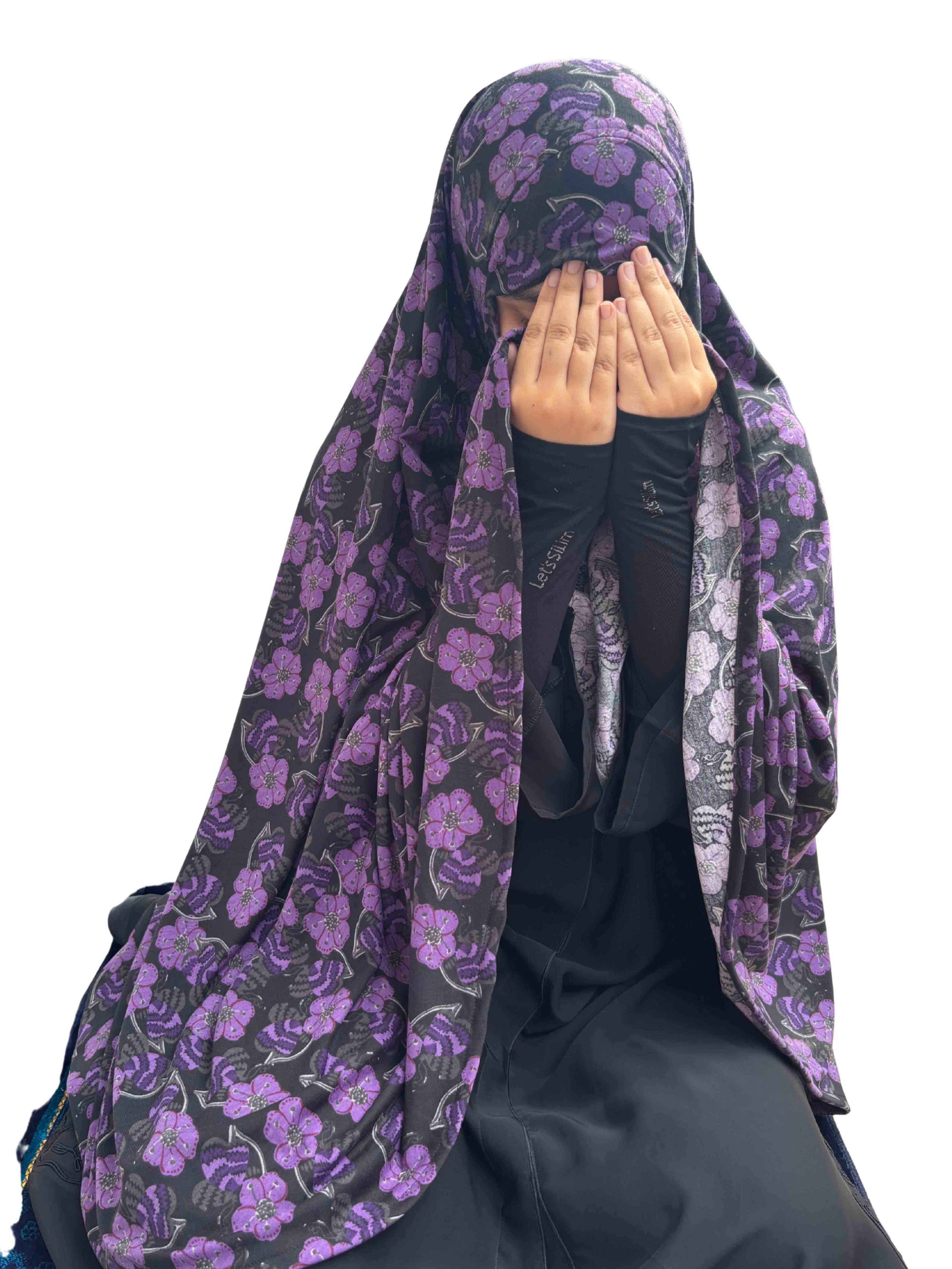 Khimar - purple floral