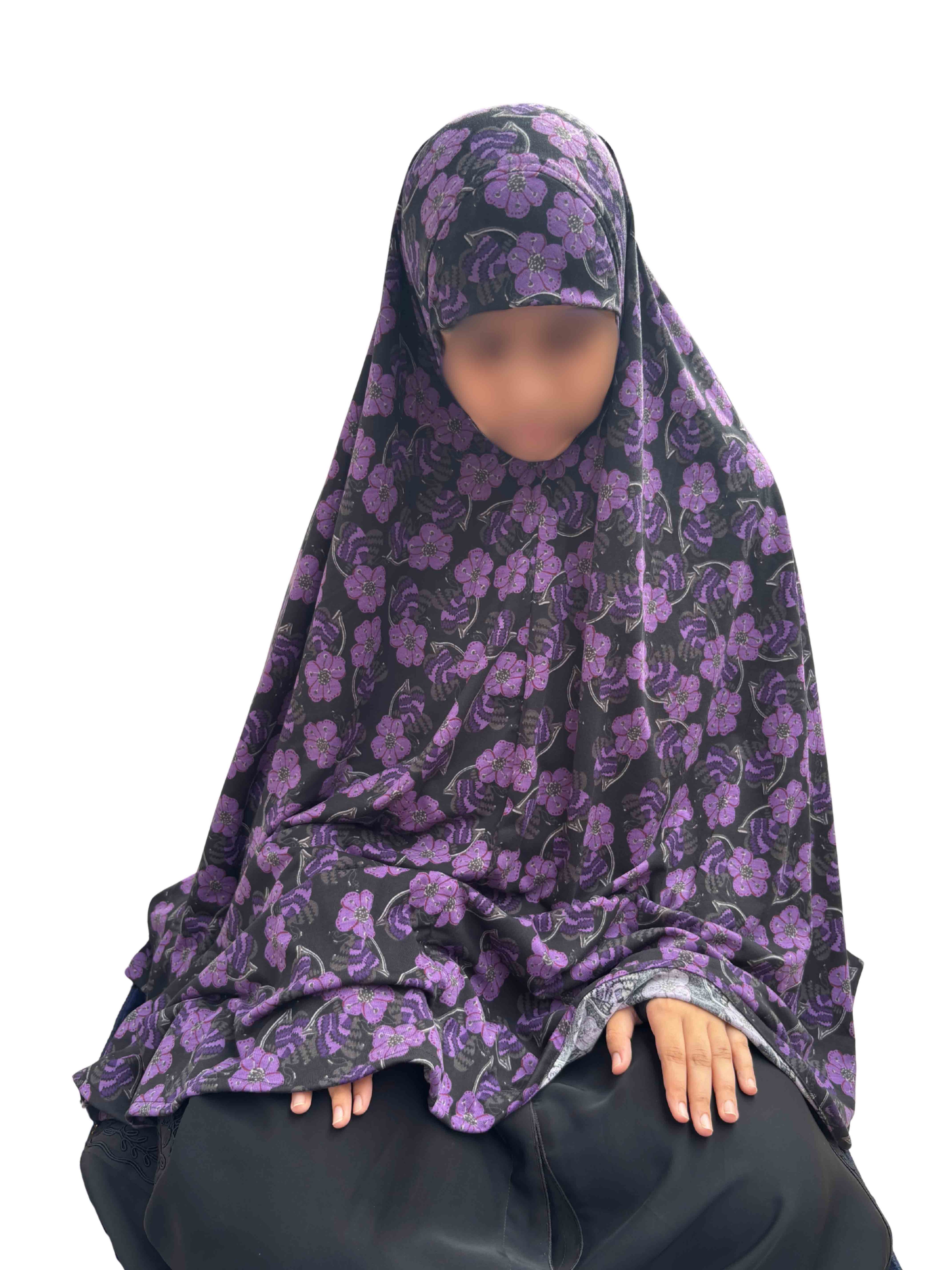 Khimar - purple floral