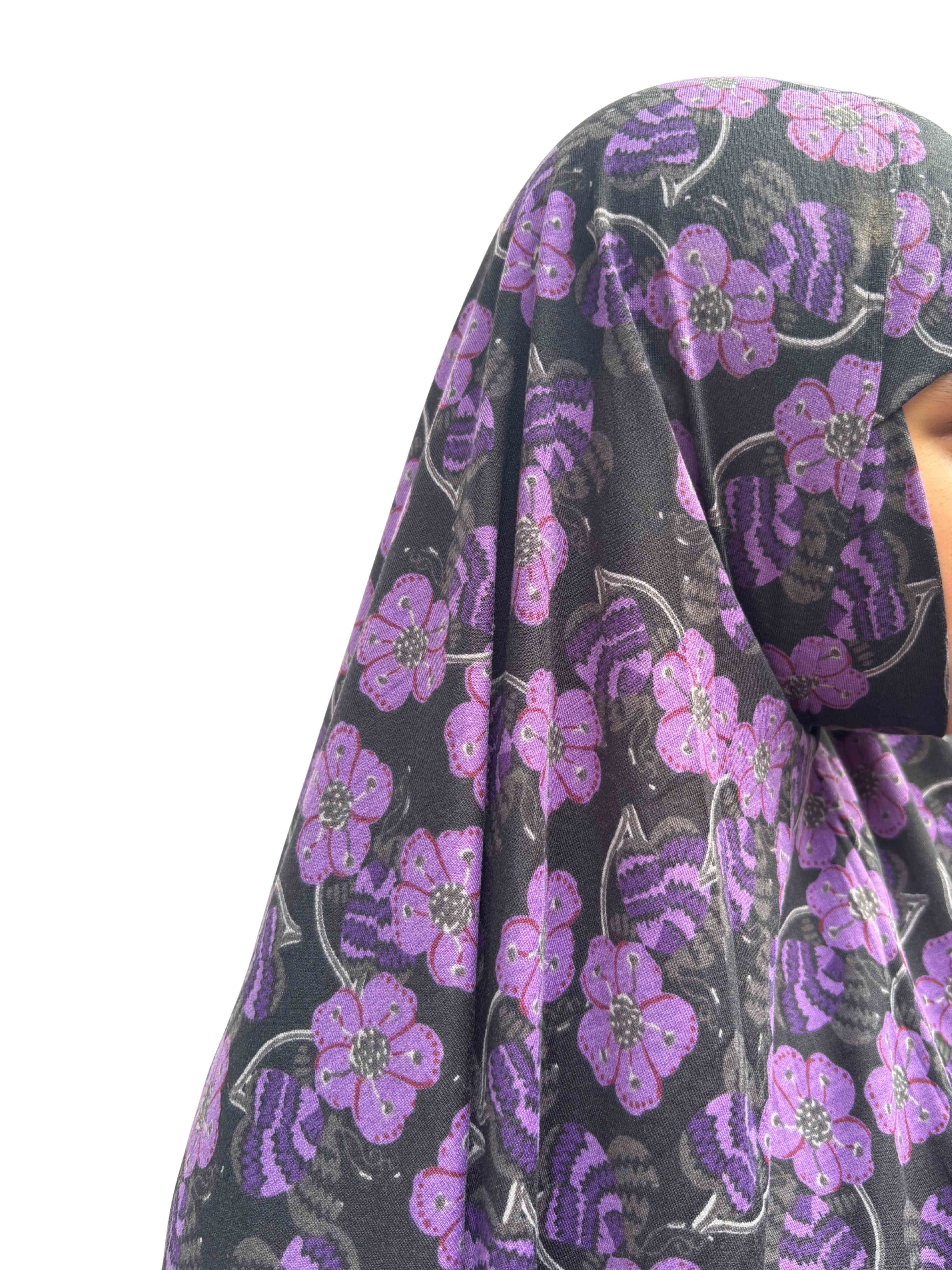 Khimar - purple floral