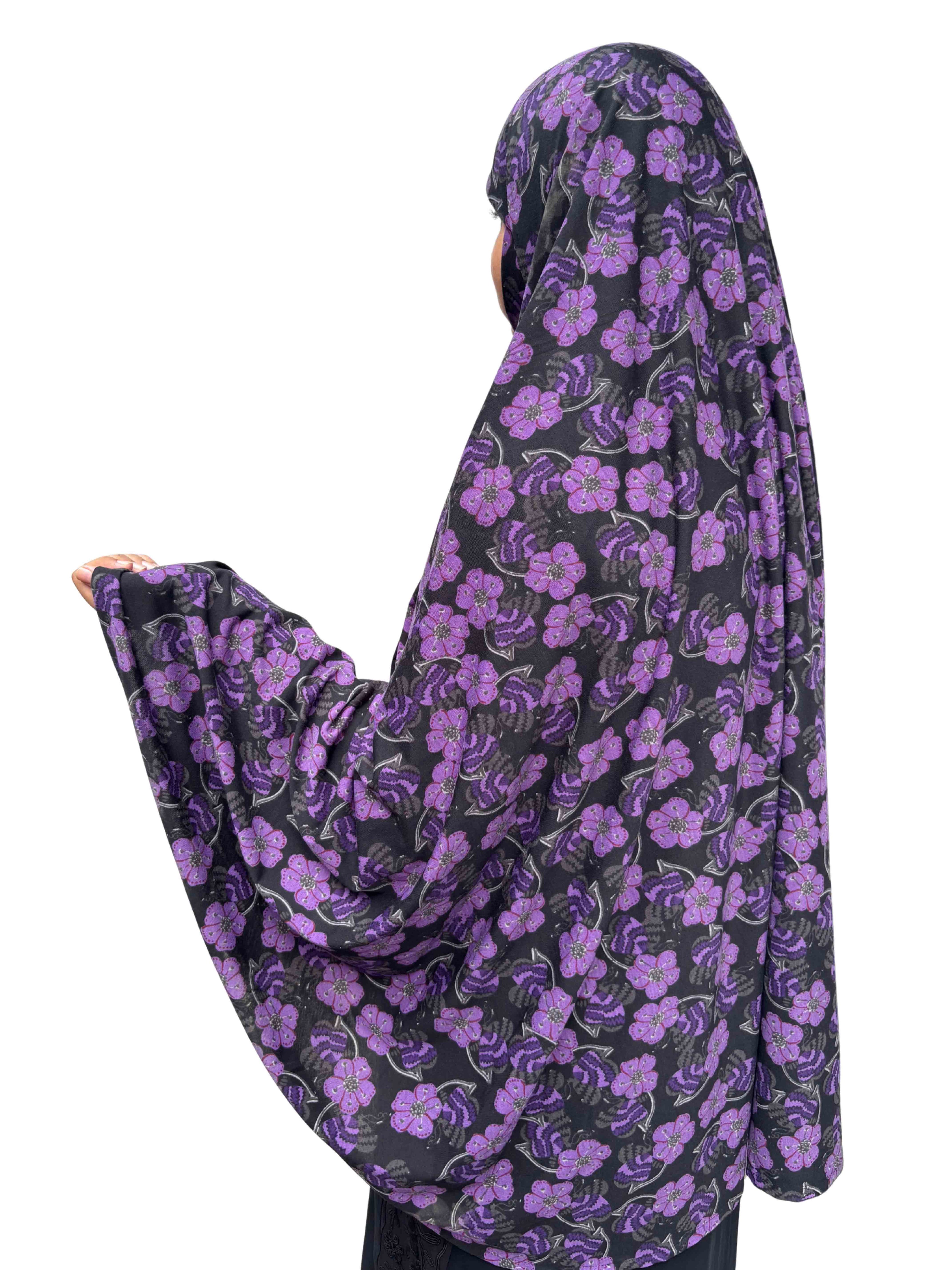Khimar - purple floral