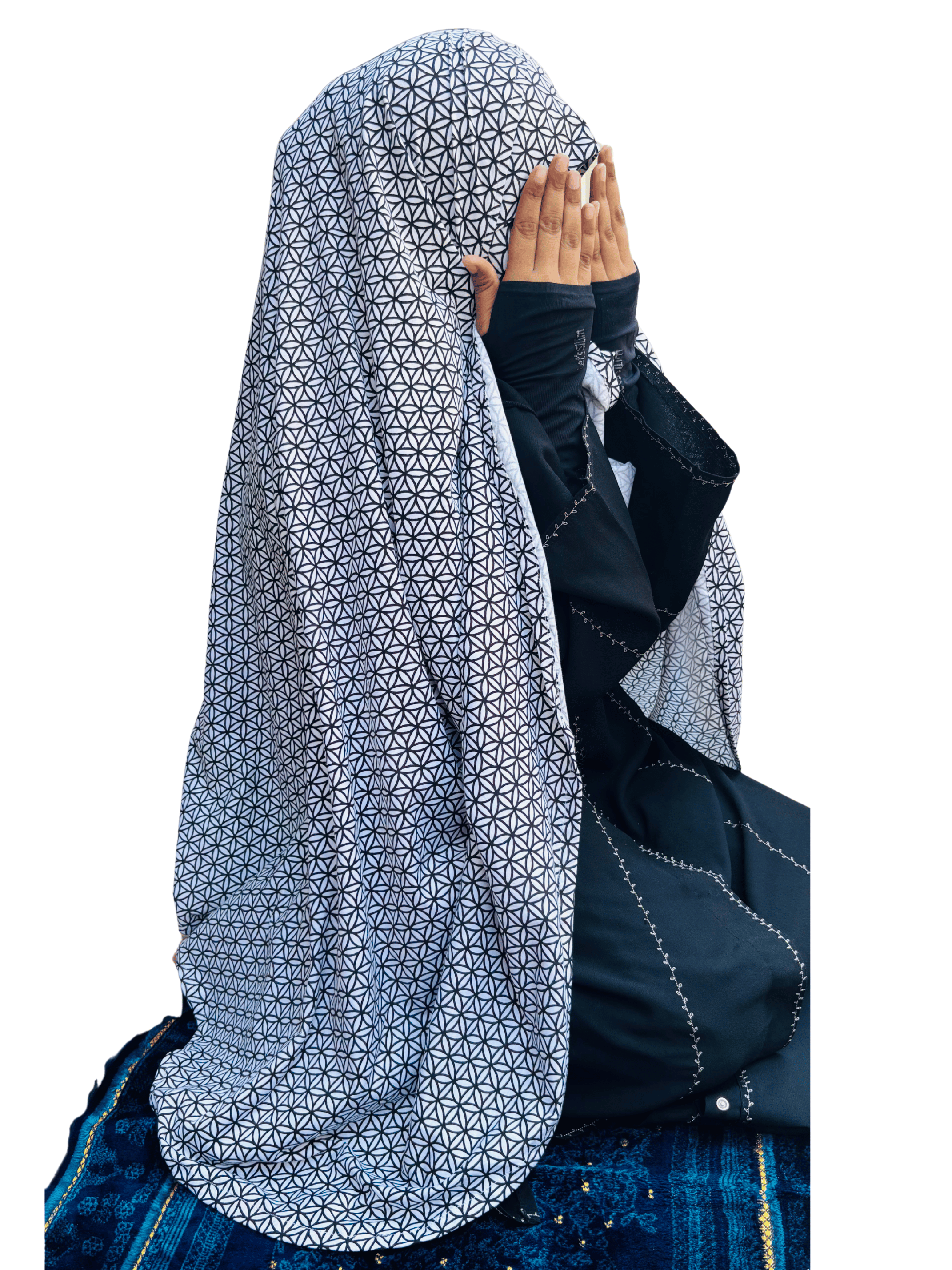 Khimar - White and black printed