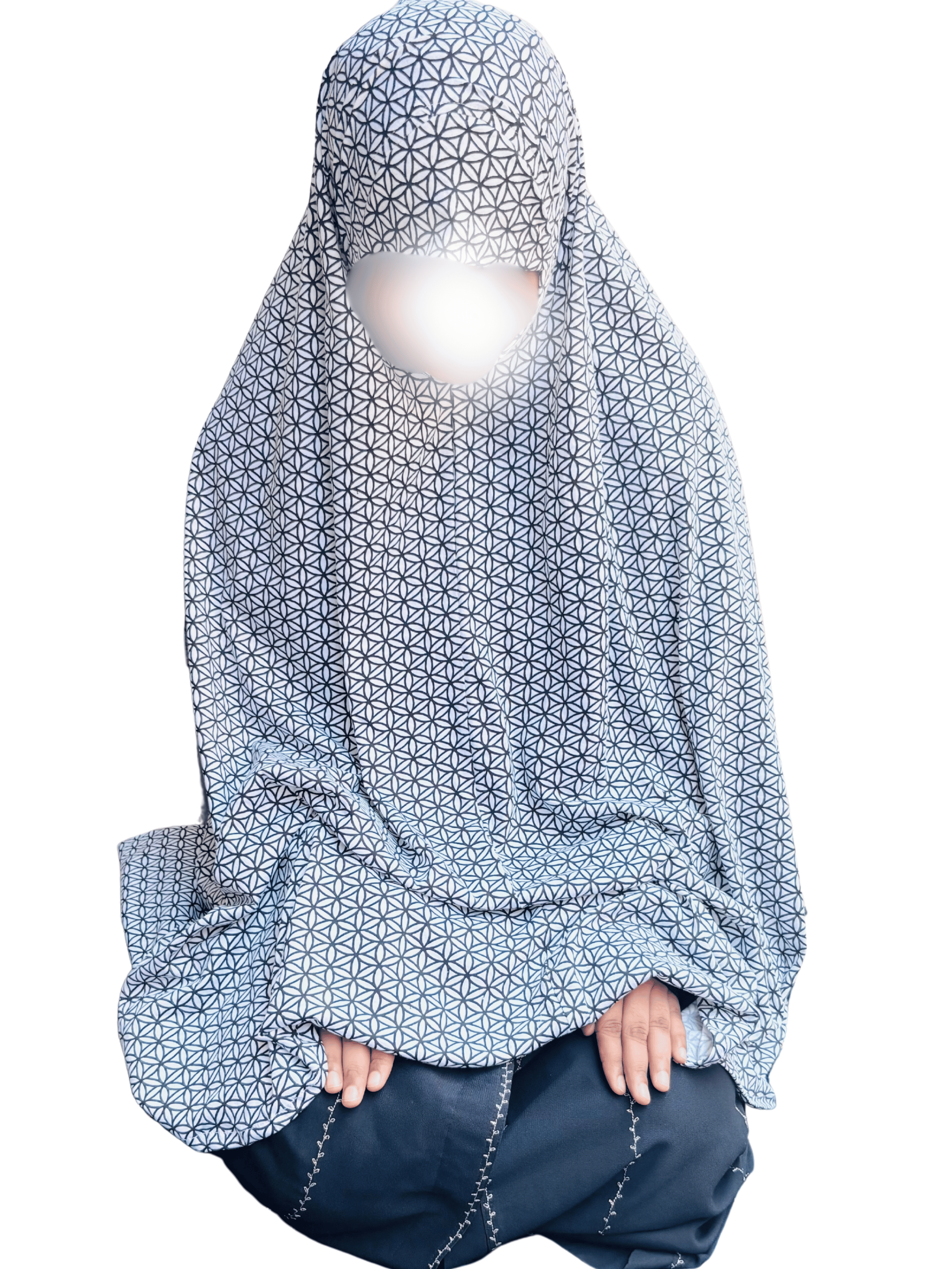 Khimar - White and black printed